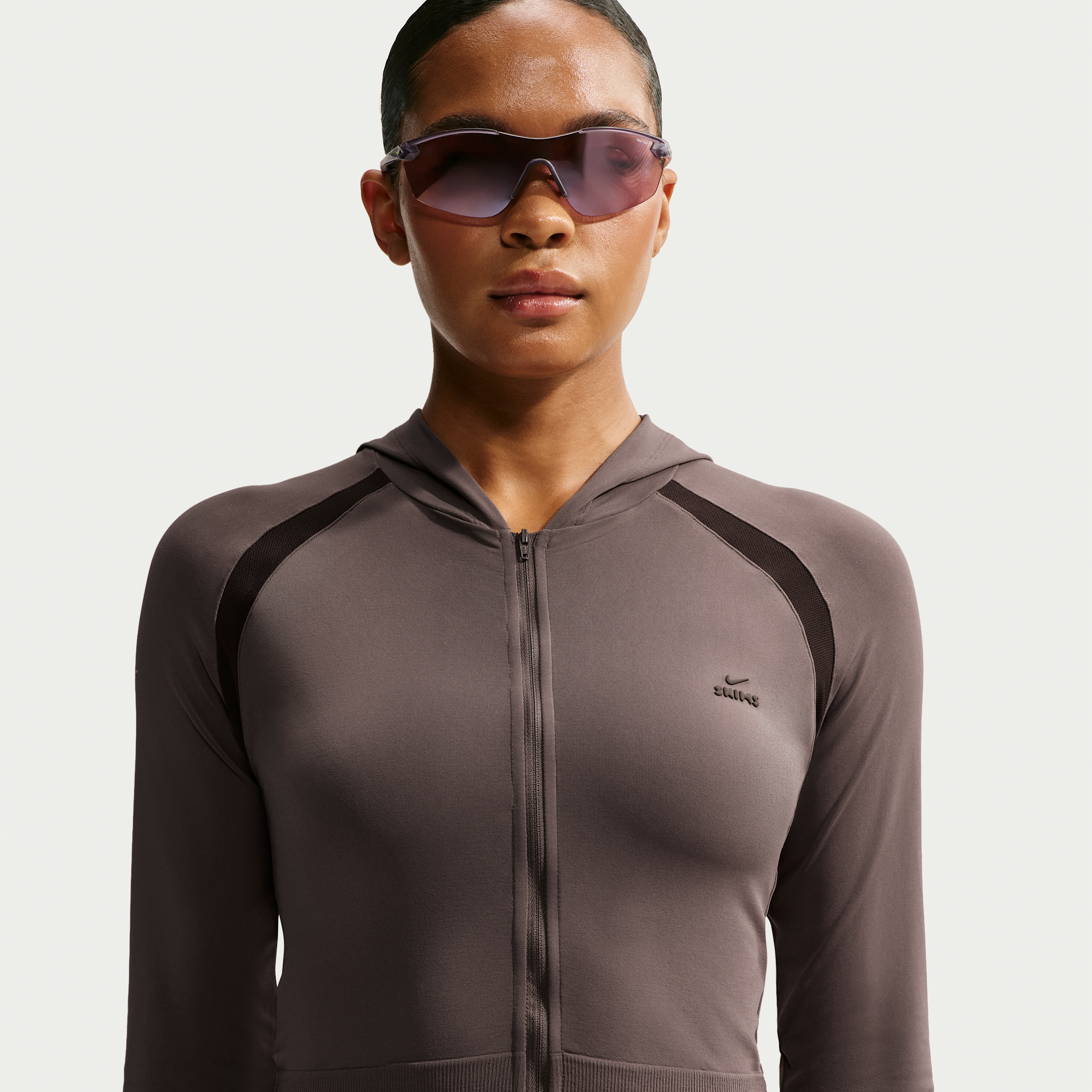 Nike SKIMS Stretch Knit Women's Full-Zip Baby Hoodie in Brown | IU2211-241