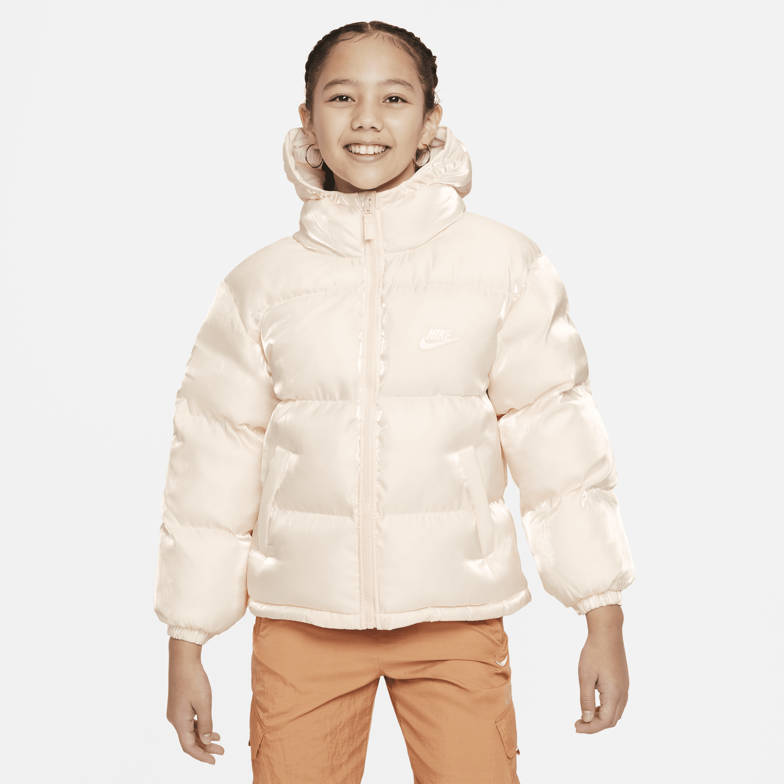 Shop Nike Sportswear Therma-fit Synthetic Fill Big Kids' Loose Hooded Jacket In Brown