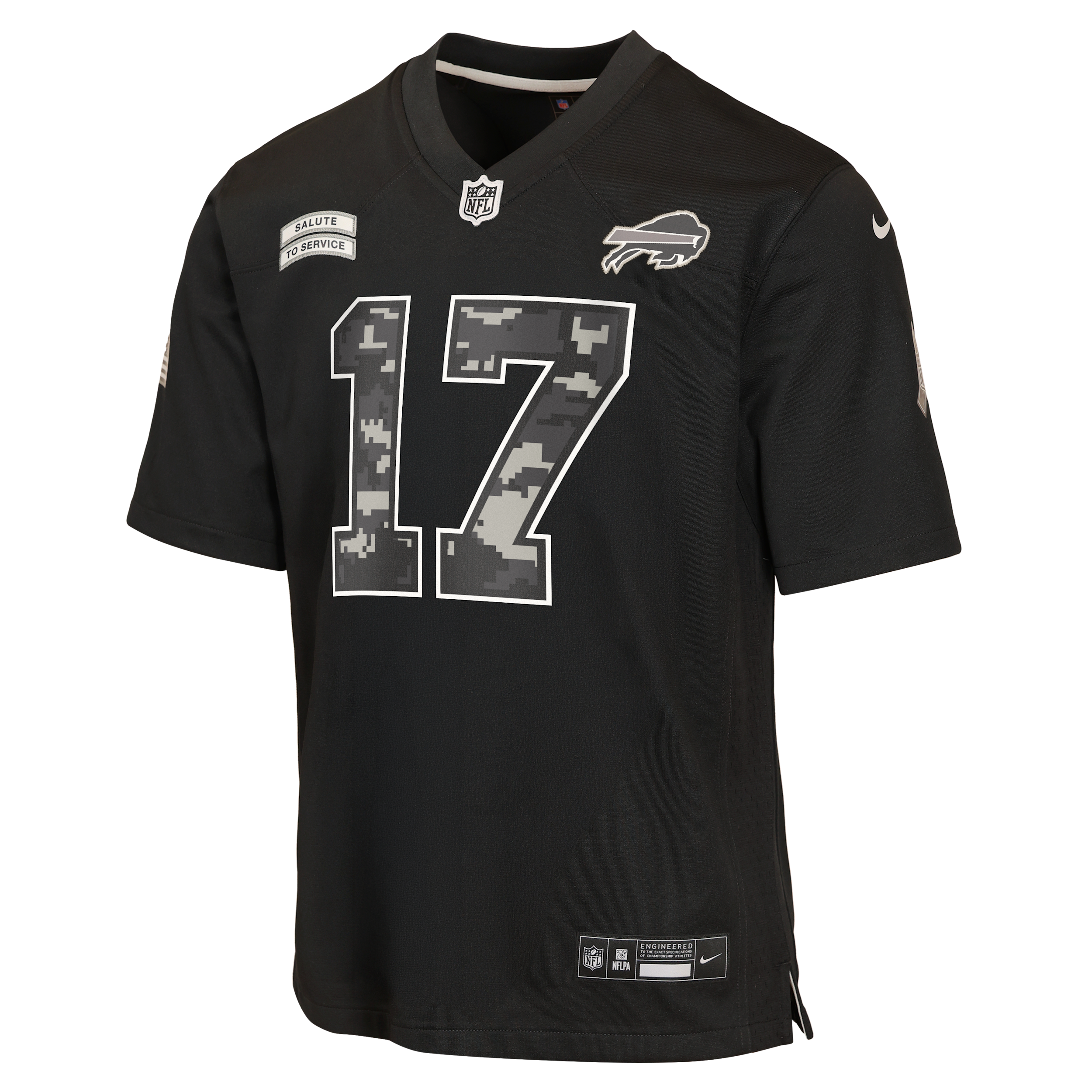 Josh Allen Buffalo Bills Salute to Service Big Kids' Nike NFL Game Jersey in Black | Z1B7FEOABILJA-NAW