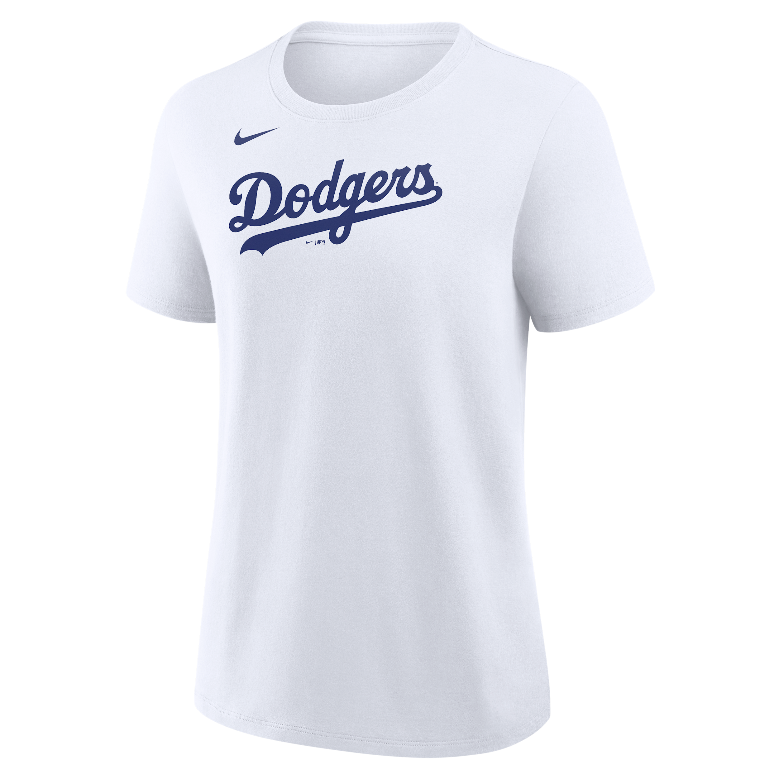 Los Angeles Dodgers Wordmark Nike Women's MLB T-Shirt in White | 01K910ALD-M3X