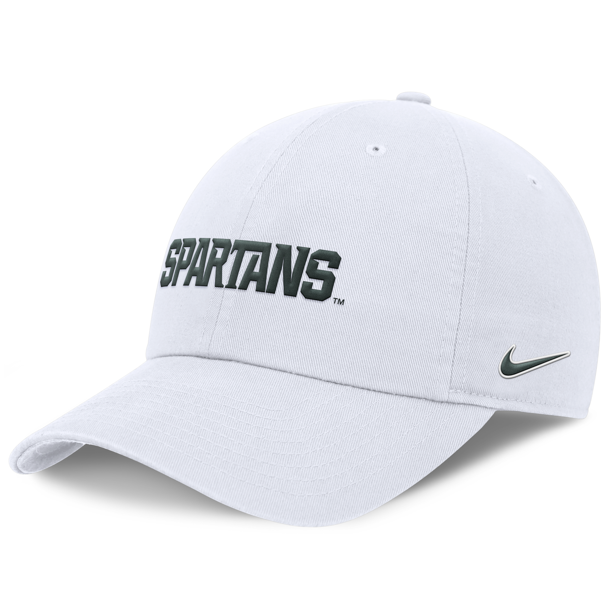 Nike Michigan State Spartans On-field Club Unisex Dri-fit College Adjustable Hat In White