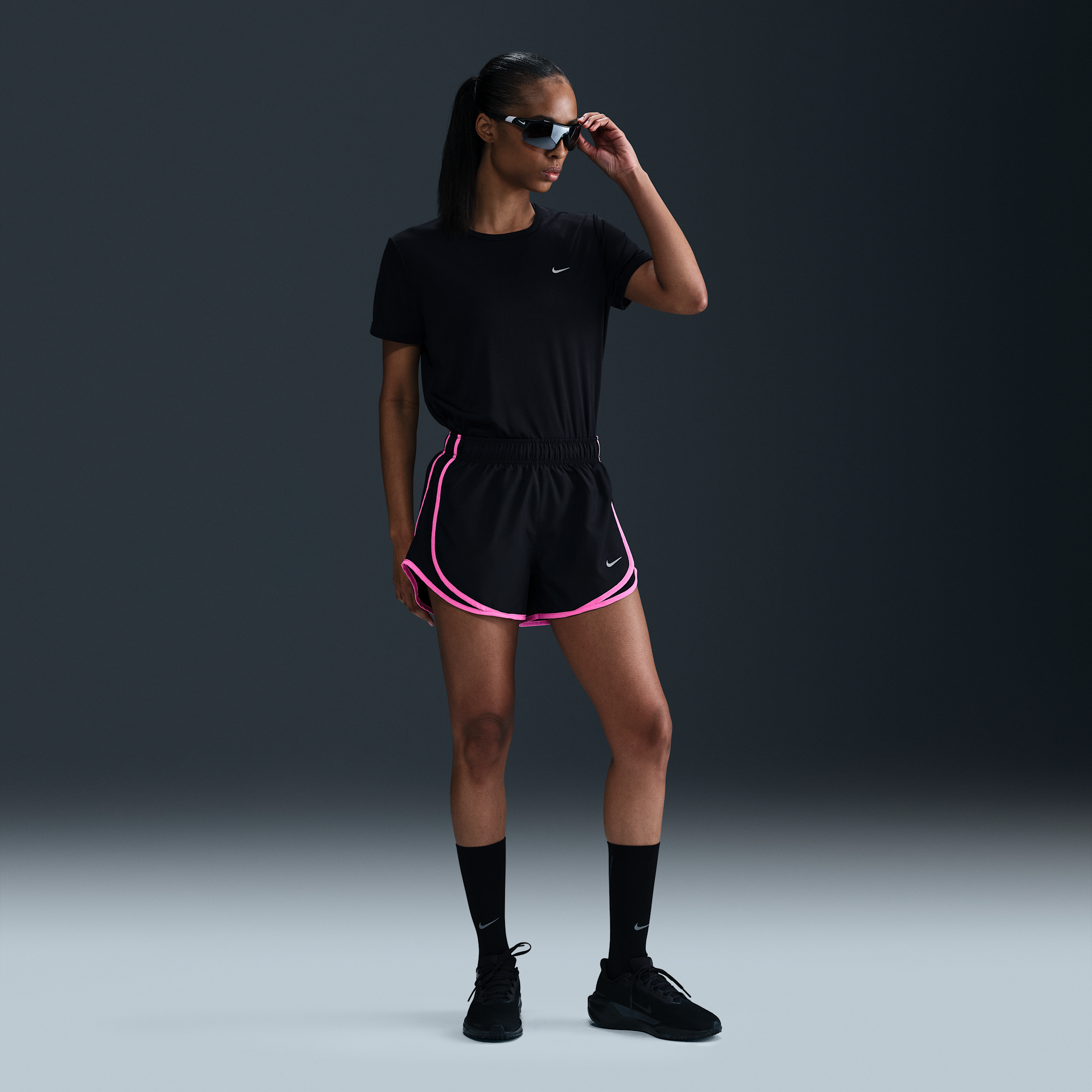 Nike Women's Tempo Dri-fit Mid-rise Brief-lined Running Shorts In Black