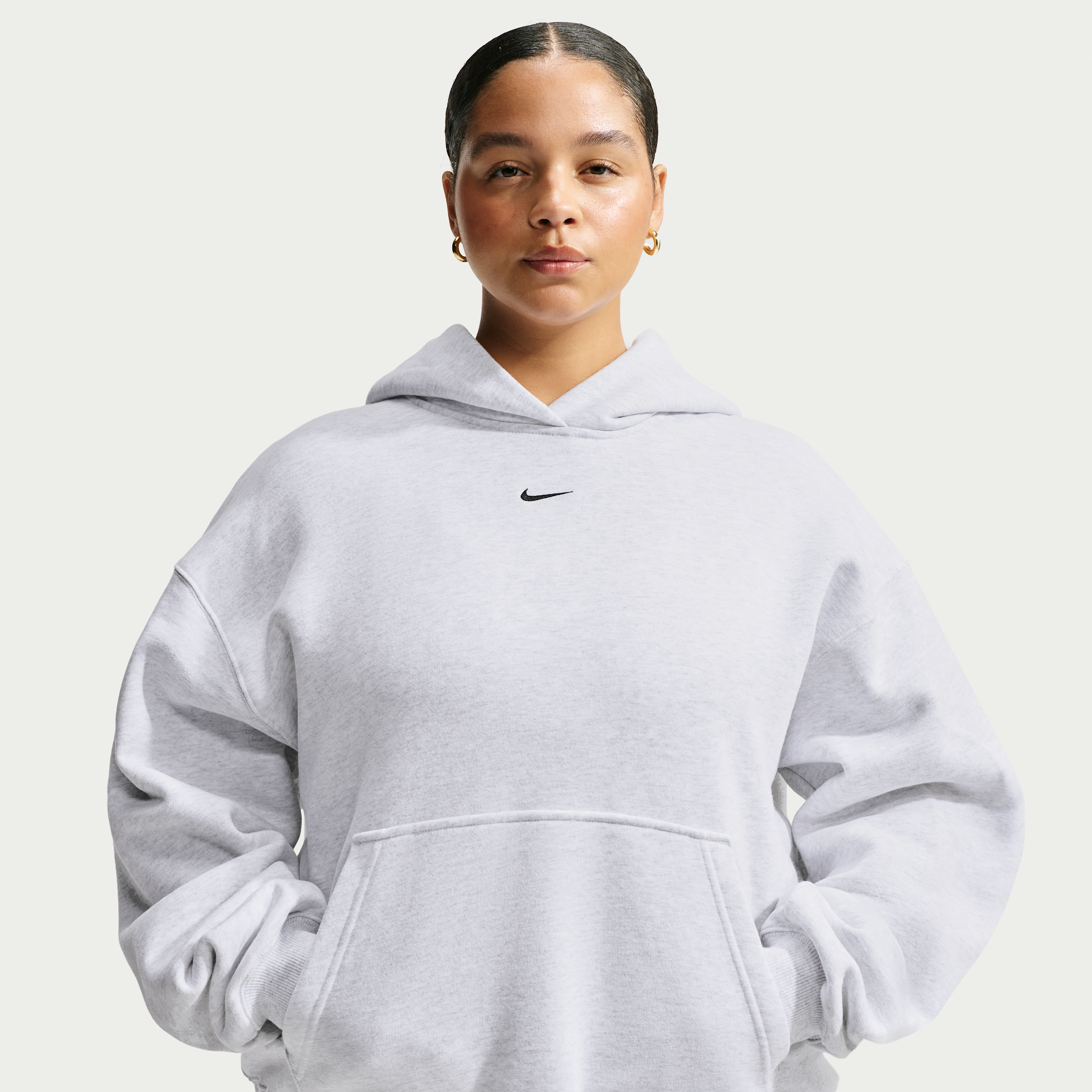 Nike Women's Studio Fleece Medium Weight Oversized Pullover Hoodie (Plus Size) in Brown | IW4769-051
