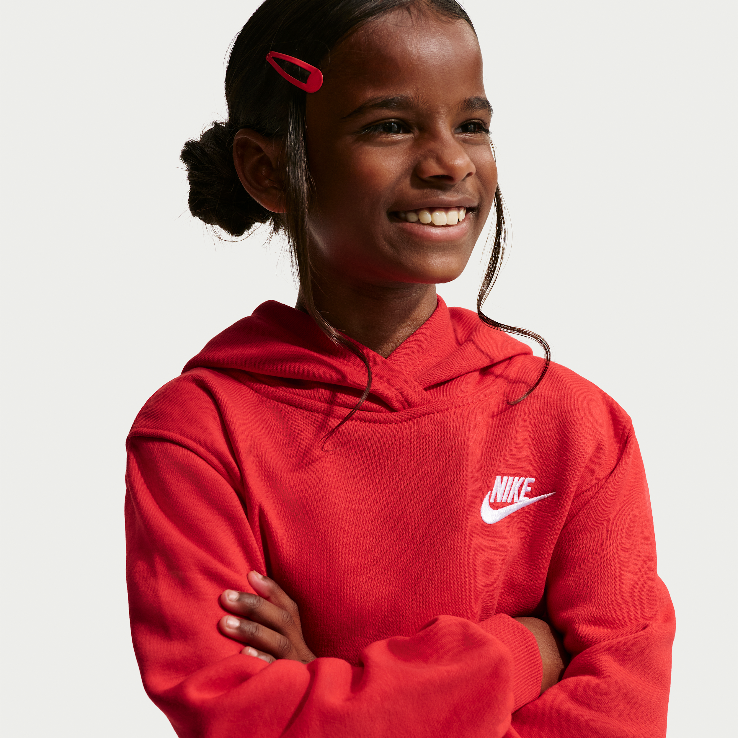 Nike Sportswear Club Fleece Little Kids' Pullover Hoodie in Red | 86L088-U10