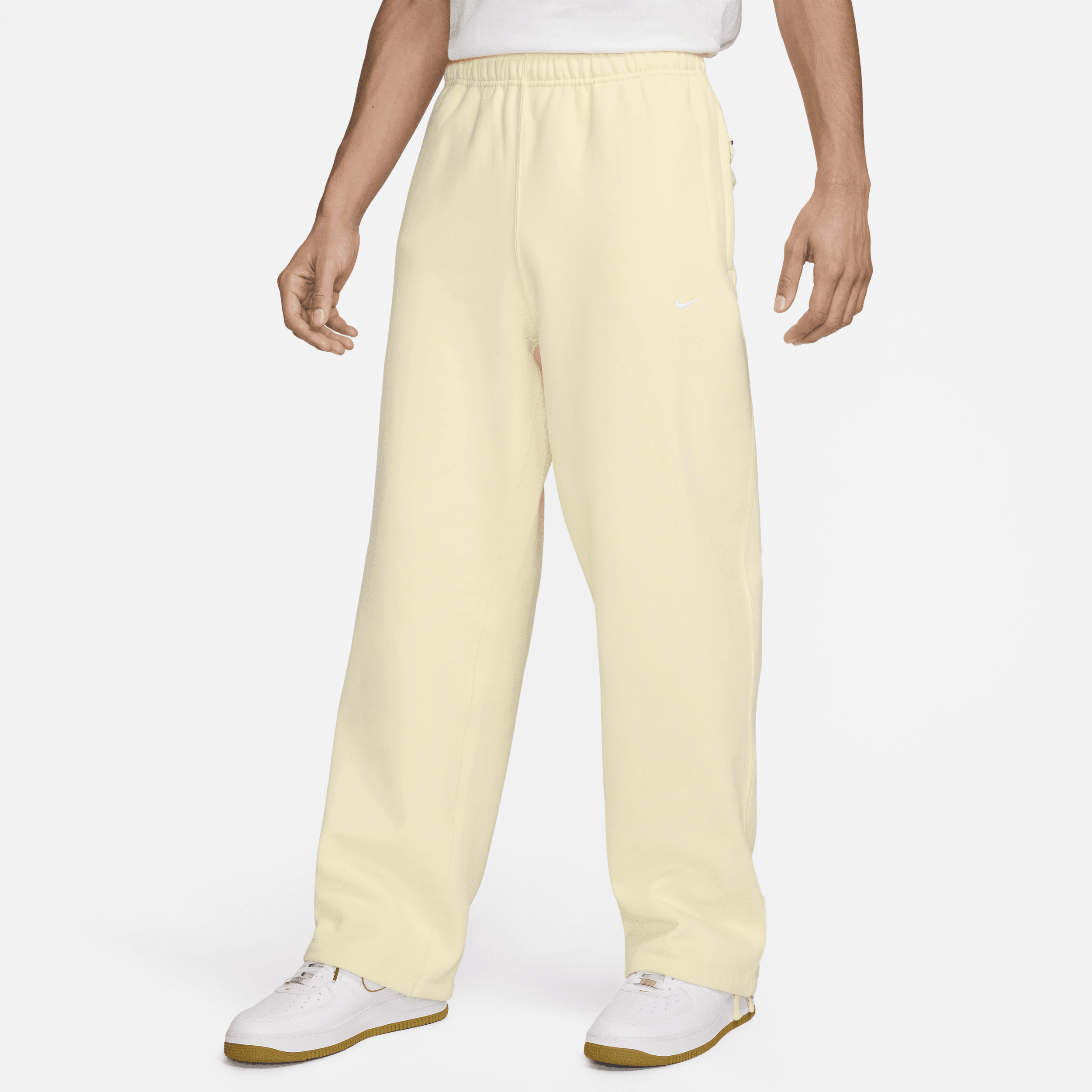 Shop Nike Men's Solo Swoosh Open-hem Fleece Pants In Brown
