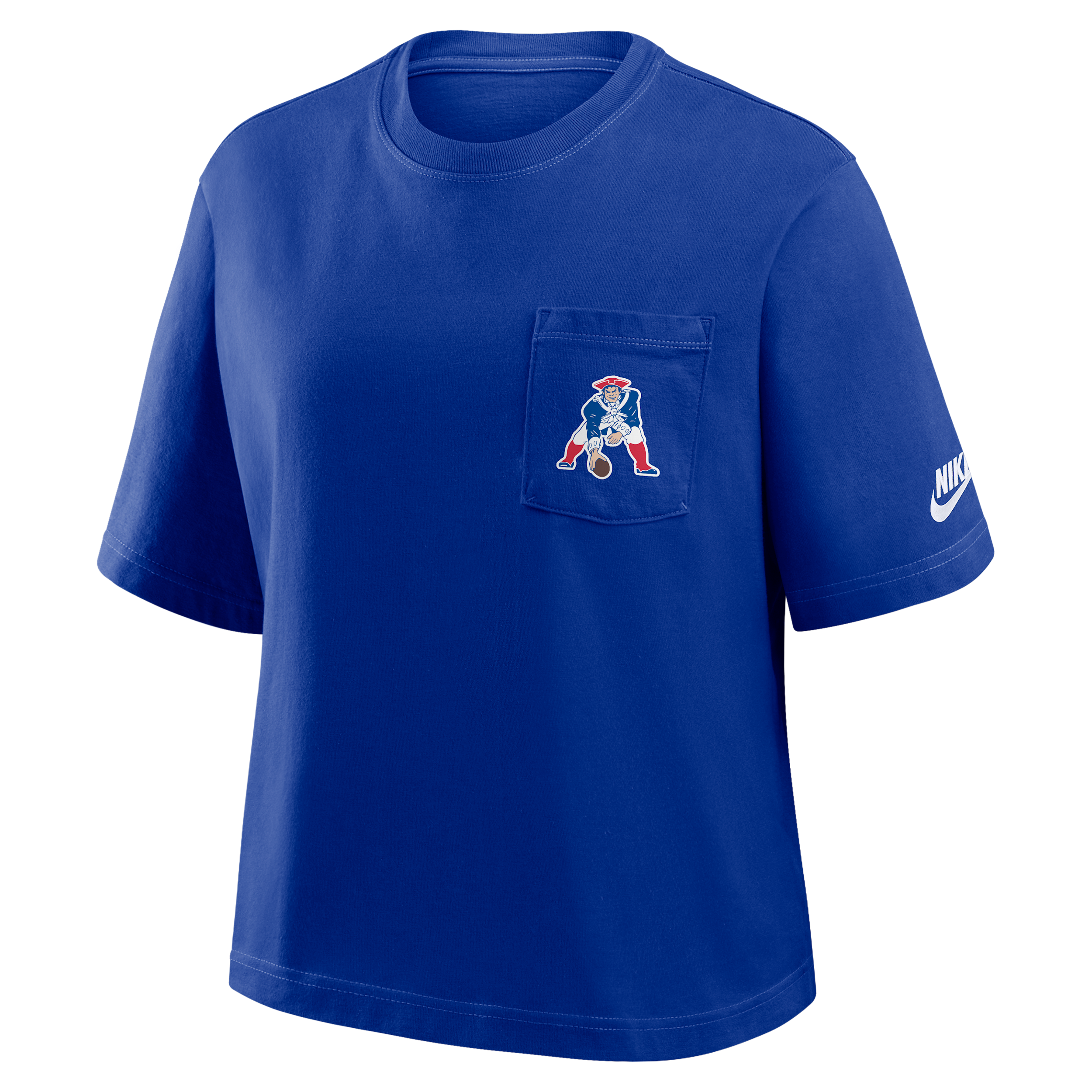 Nike Navy New England Patriots Rewind Pocket Boxy T-shirt In Blue
