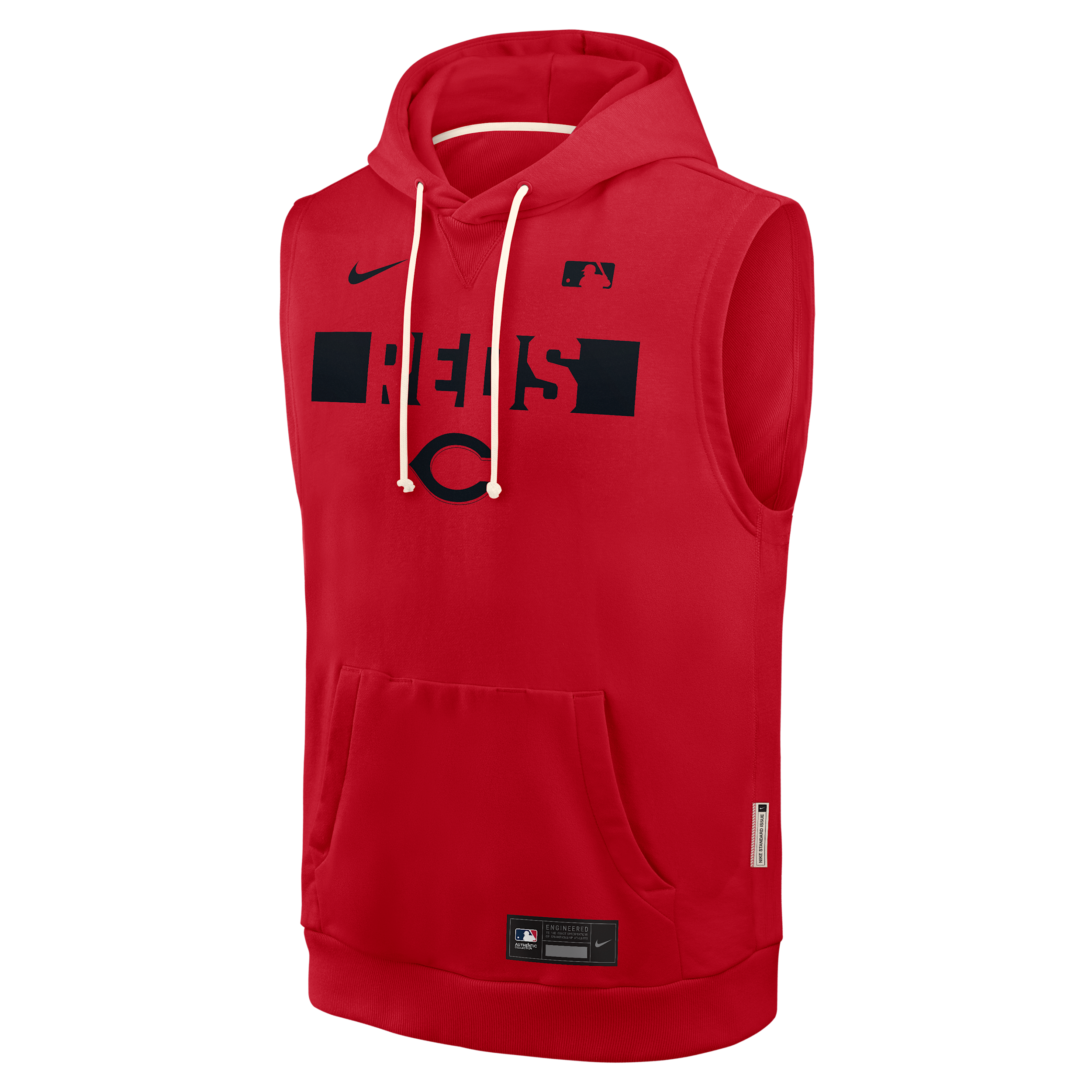 Cincinnati Reds Authentic Collection Standard Issue Nike Men's Dri-FIT MLB Sleeveless Pullover Hoodie in Red | 03B462QRED-4T2