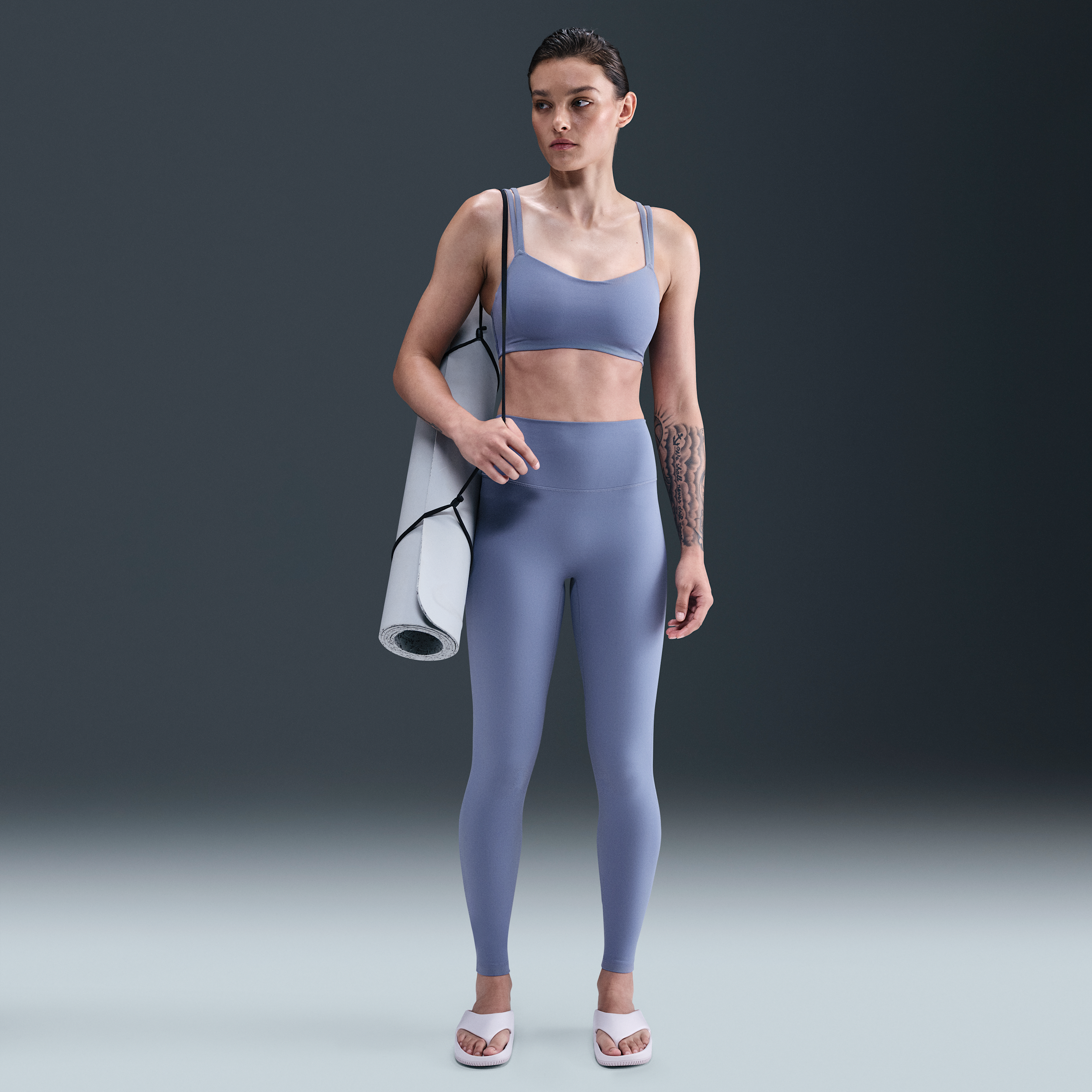 Nike Women's One Seamless Front High-waisted Full-length Leggings In Blue