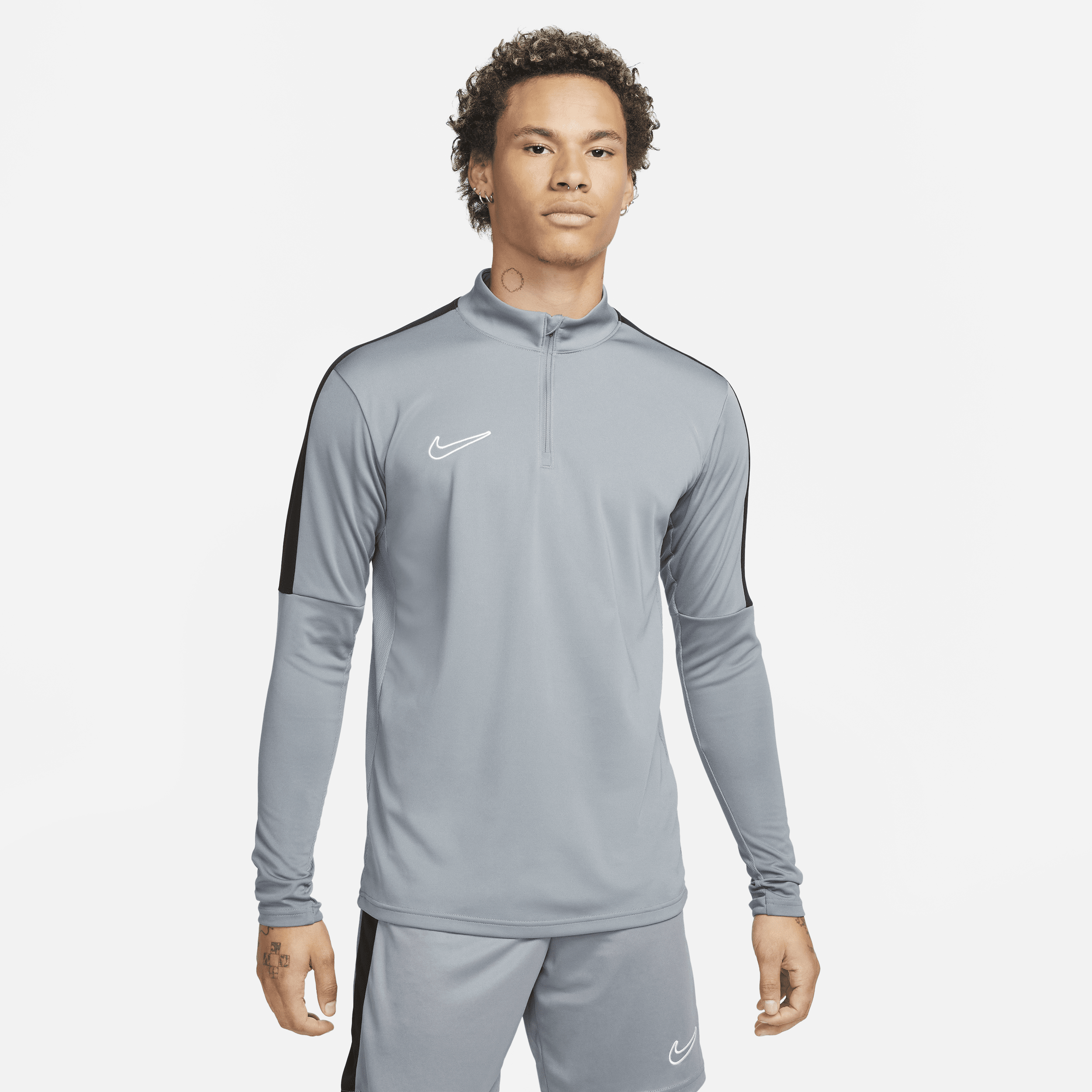 Nike Men's Academy Dri-fit 1/2-zip Global Football Top In Grey
