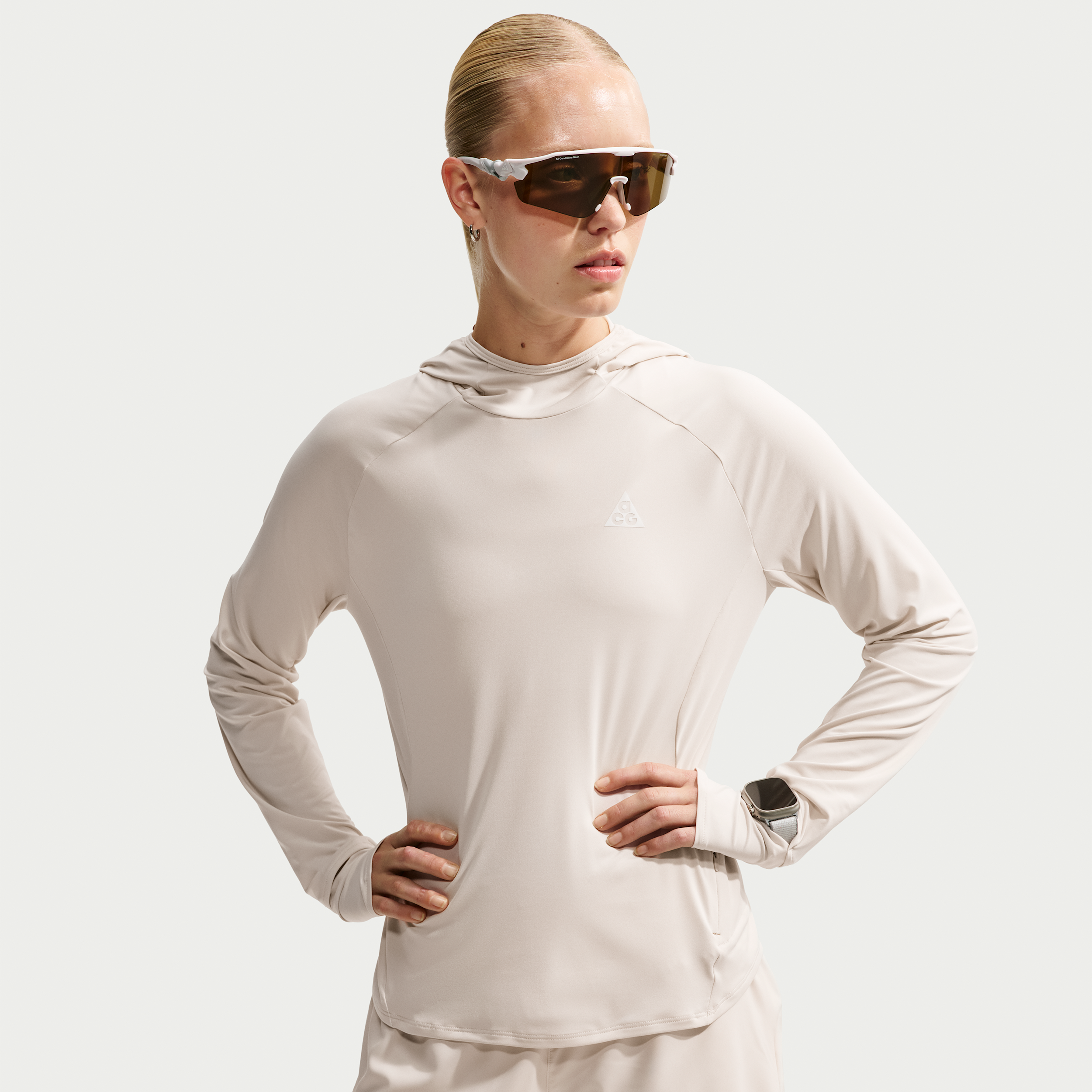Women's Nike ACG UV-Resistant Hooded Trail Running Mid-Layer Top in Brown | IO9755-104