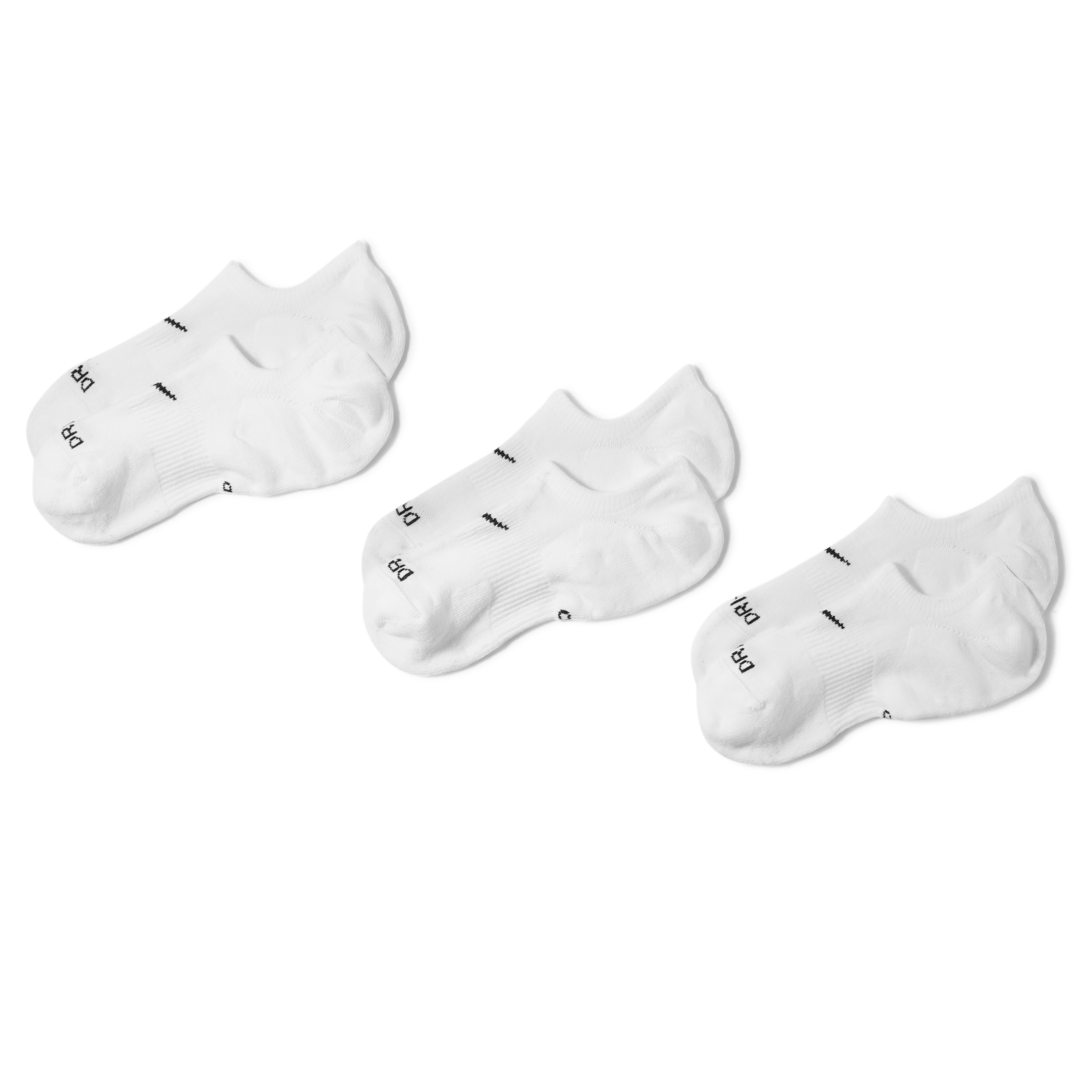 Nike Women's Everyday Plus Cushioned Training Footie Socks (3-Pack) in White/Black Size: Large