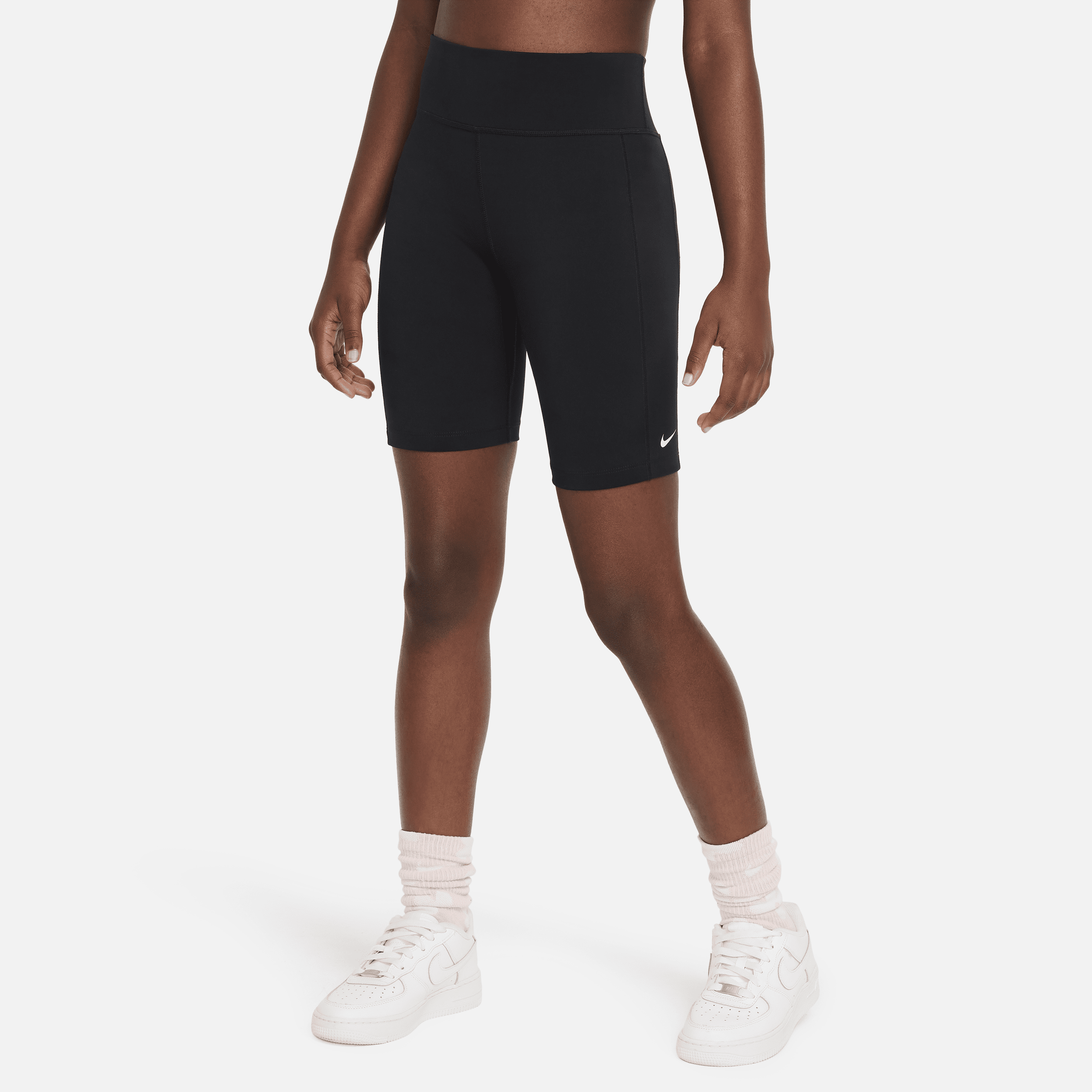 Nike One Leak Protection: Period Big Kids' (girls') High-waisted 7" Biker Shorts In Black