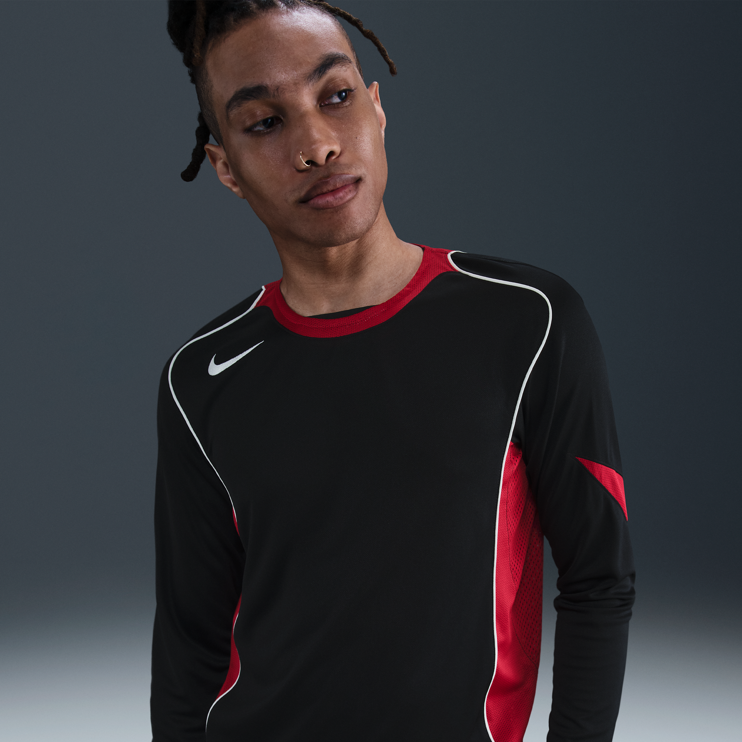 Nike Men's Total 90 Dri-fit Long-sleeve Soccer Top In Black