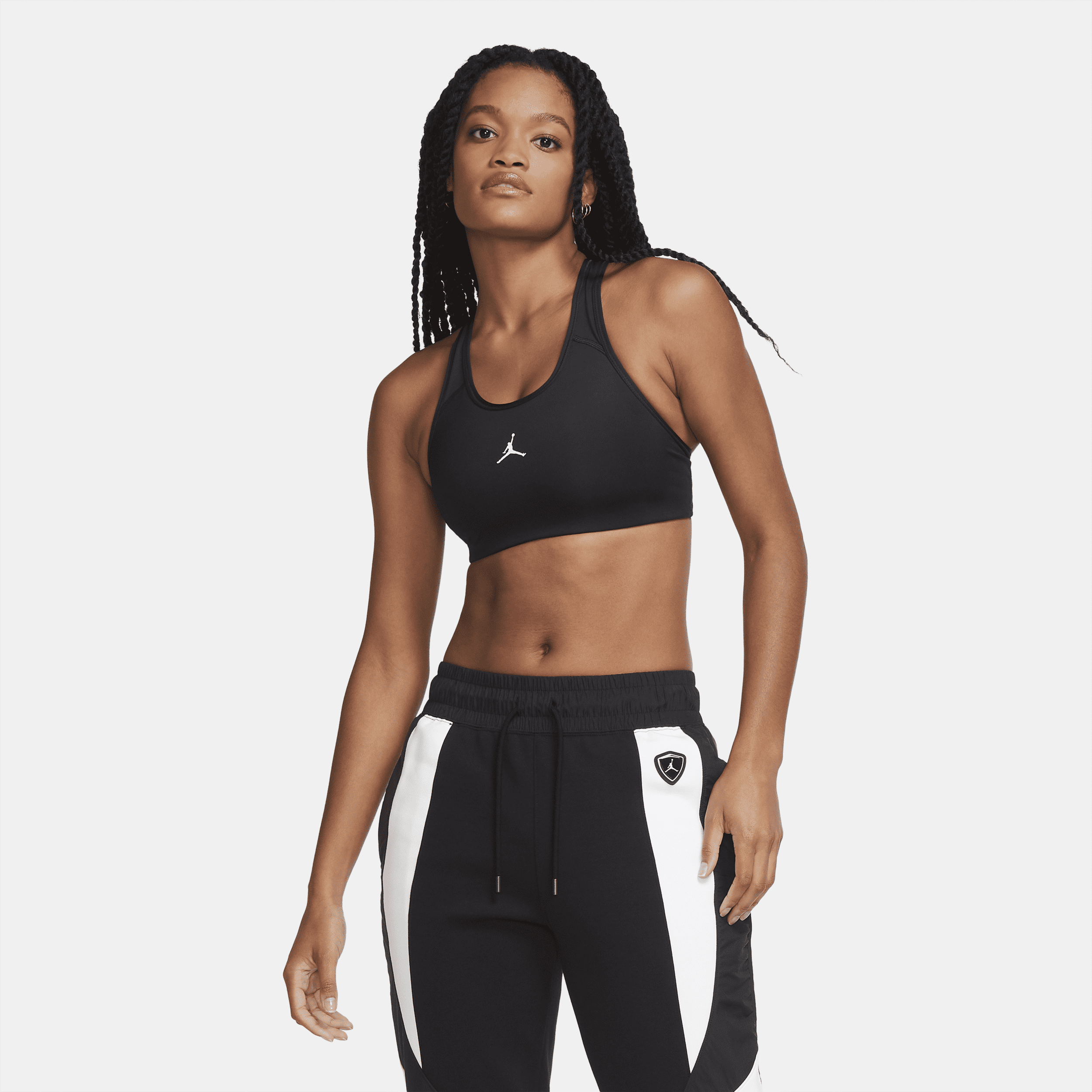 Women's Jordan Jumpman Medium-Support 1-Piece Pad Sports Bra in Black, Size: 2XL | CW2426-010