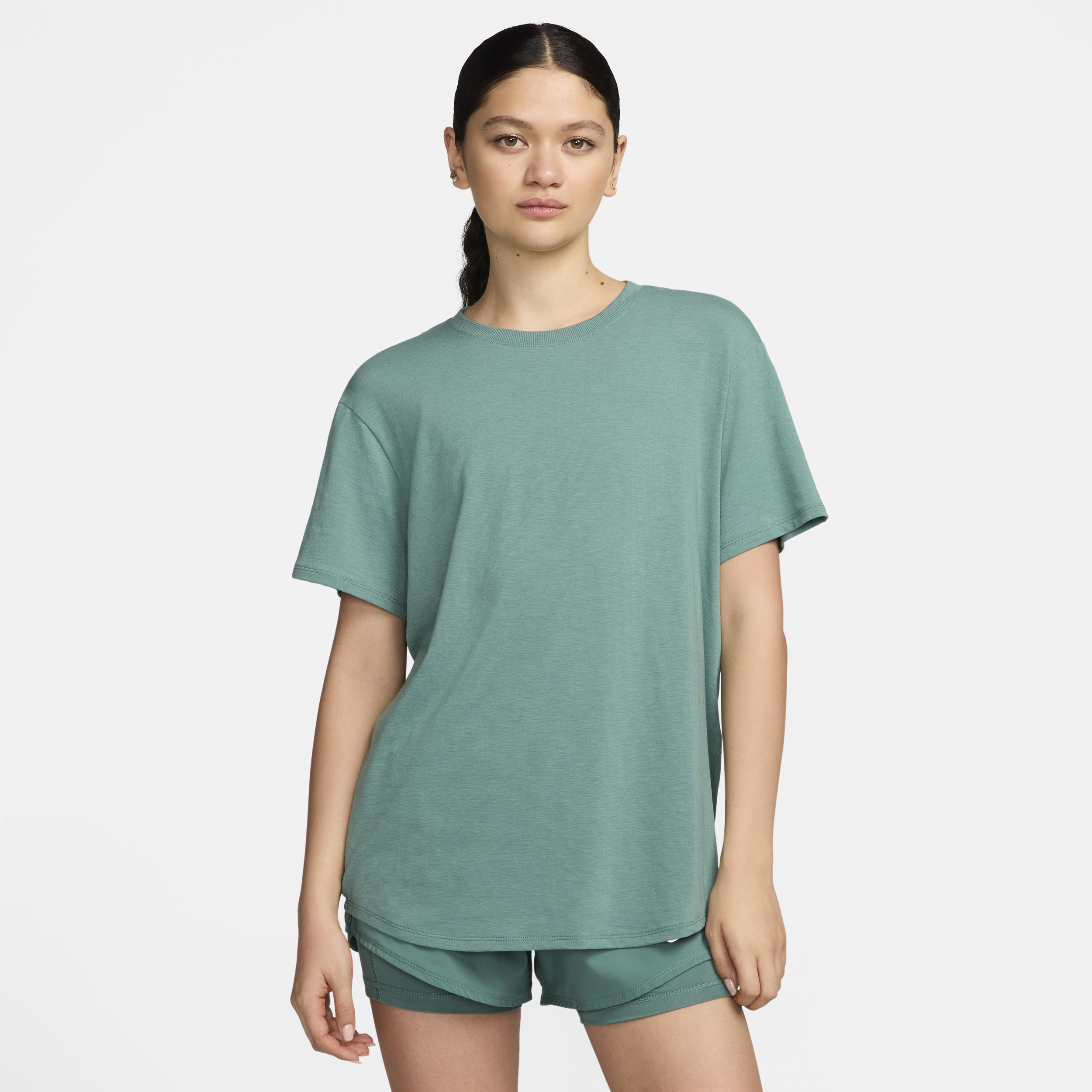 Shop Nike Women's One Relaxed Dri-fit Short-sleeve Top In Green