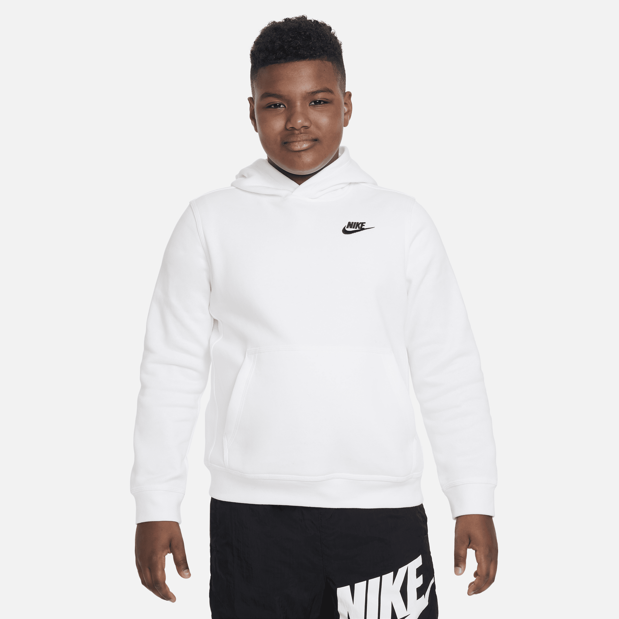 Nike Sportswear Club Fleece Big Kids' (boys') Pullover Hoodie (extended Size) In White