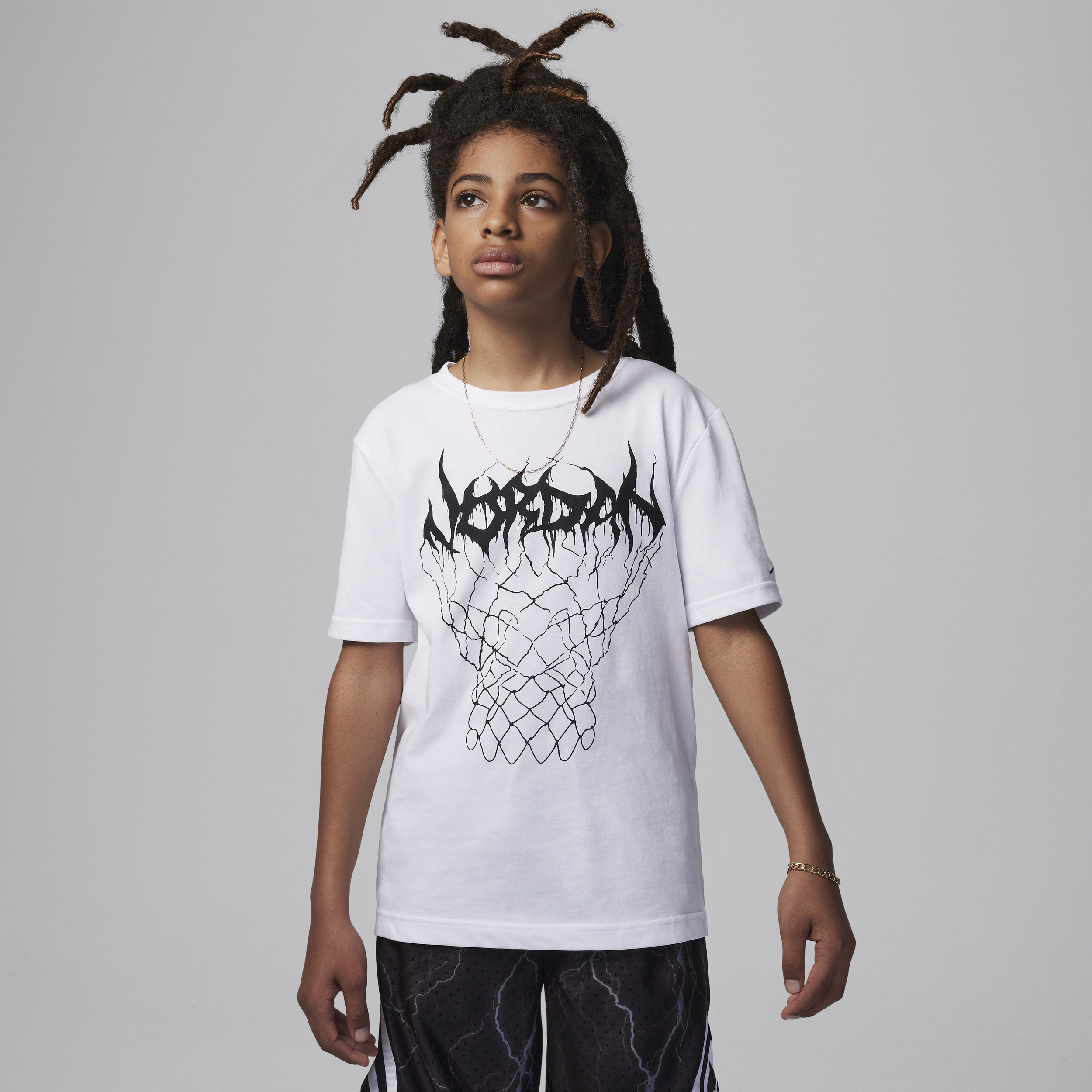 Shop Jordan Dri-fit Mj Sport Big Kids' Graphic T-shirt In White