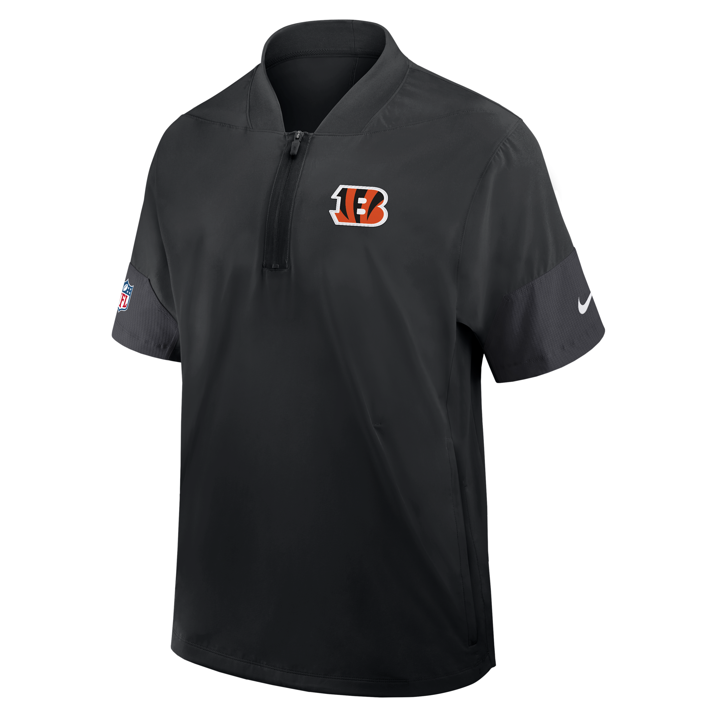 Cincinnati Bengals Sideline Coach Nike Men's NFL 1/2-Zip Short-Sleeve Jacket in Black | 03BO166N9A-2J5