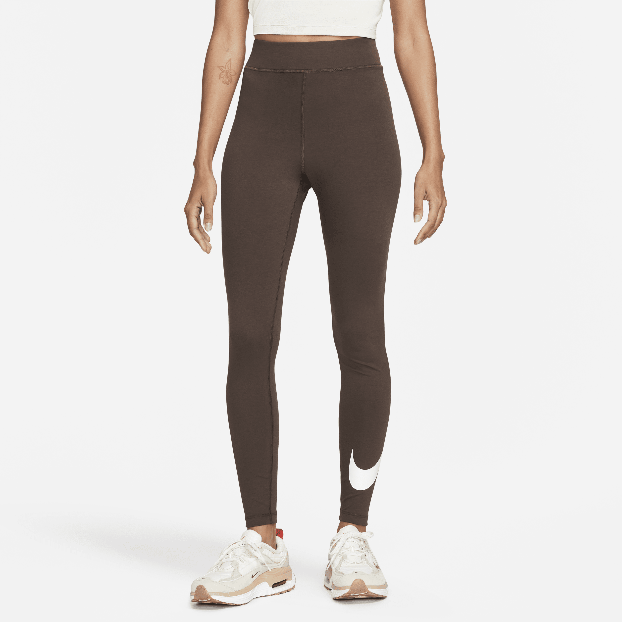 Shop Nike Women's  Sportswear Classics High-waisted Graphic Leggings In Brown