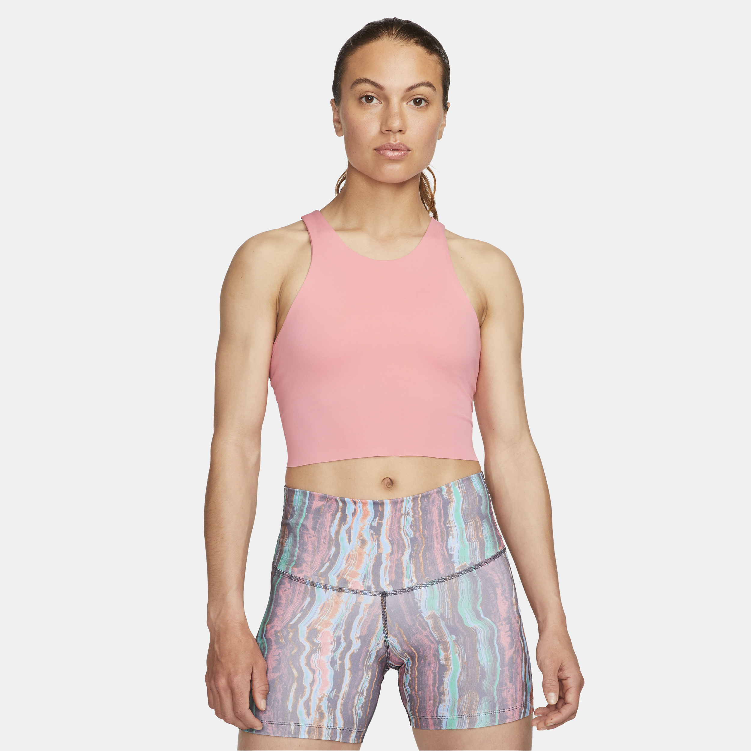 Buy Nike Yoga Luxe Cropped Dri-fit Tank - Brown At 40% Off