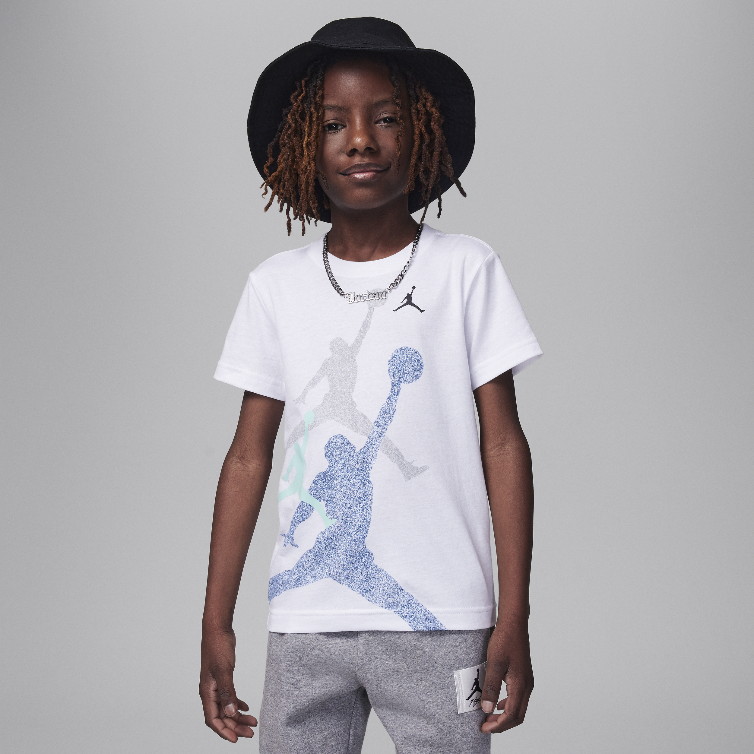 Shop Jordan Little Kids' Gradient Stacked Jumpman T-shirt In Blue