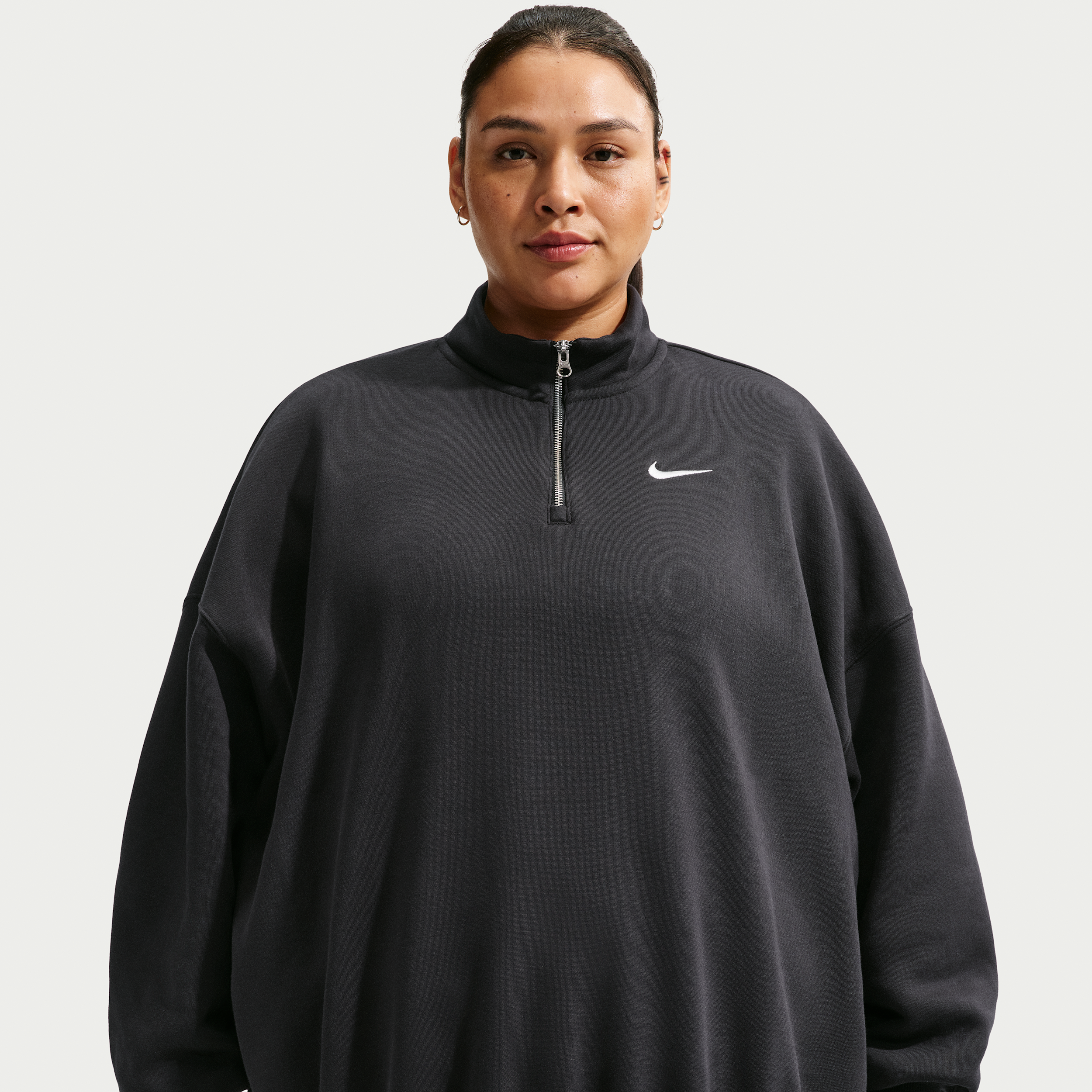 Nike Women's  Sportswear Phoenix Fleece Over-oversized 1/4-zip (plus Size) In Black