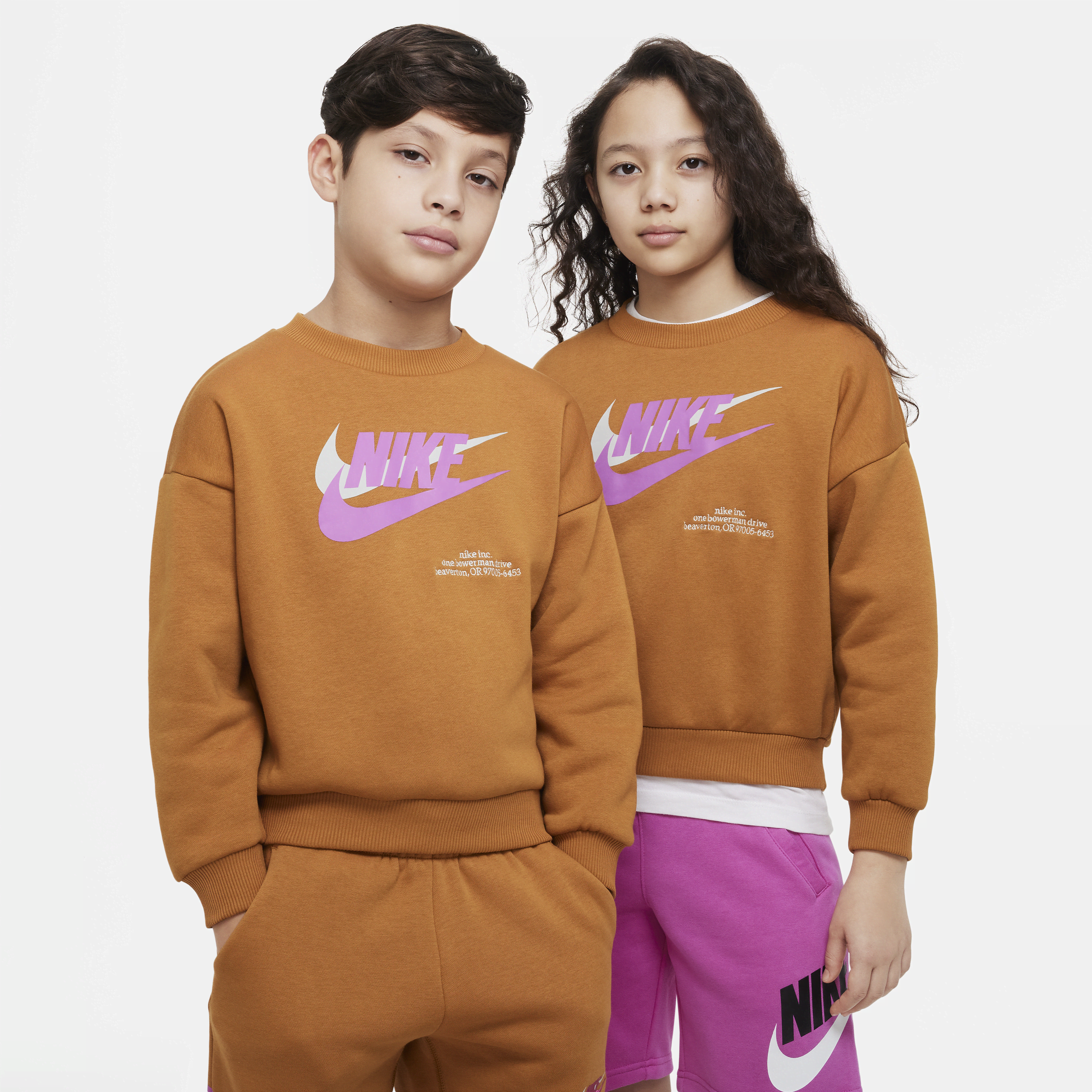Shop Nike Sportswear Icon Fleece Big Kids' Oversized Sweatshirt In Brown