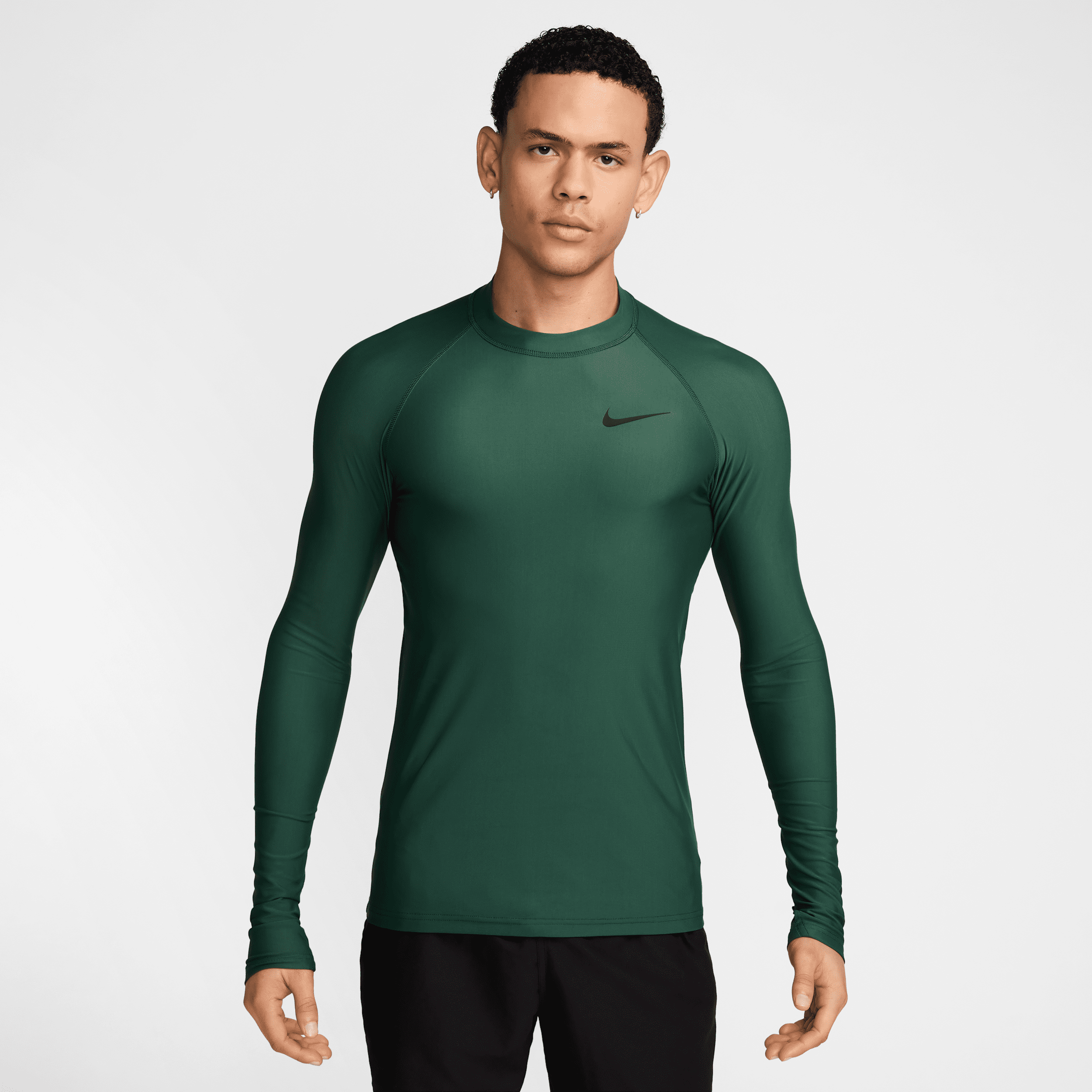 Nike Men's Swim Whitewater Long-sleeve Rashguard In Green