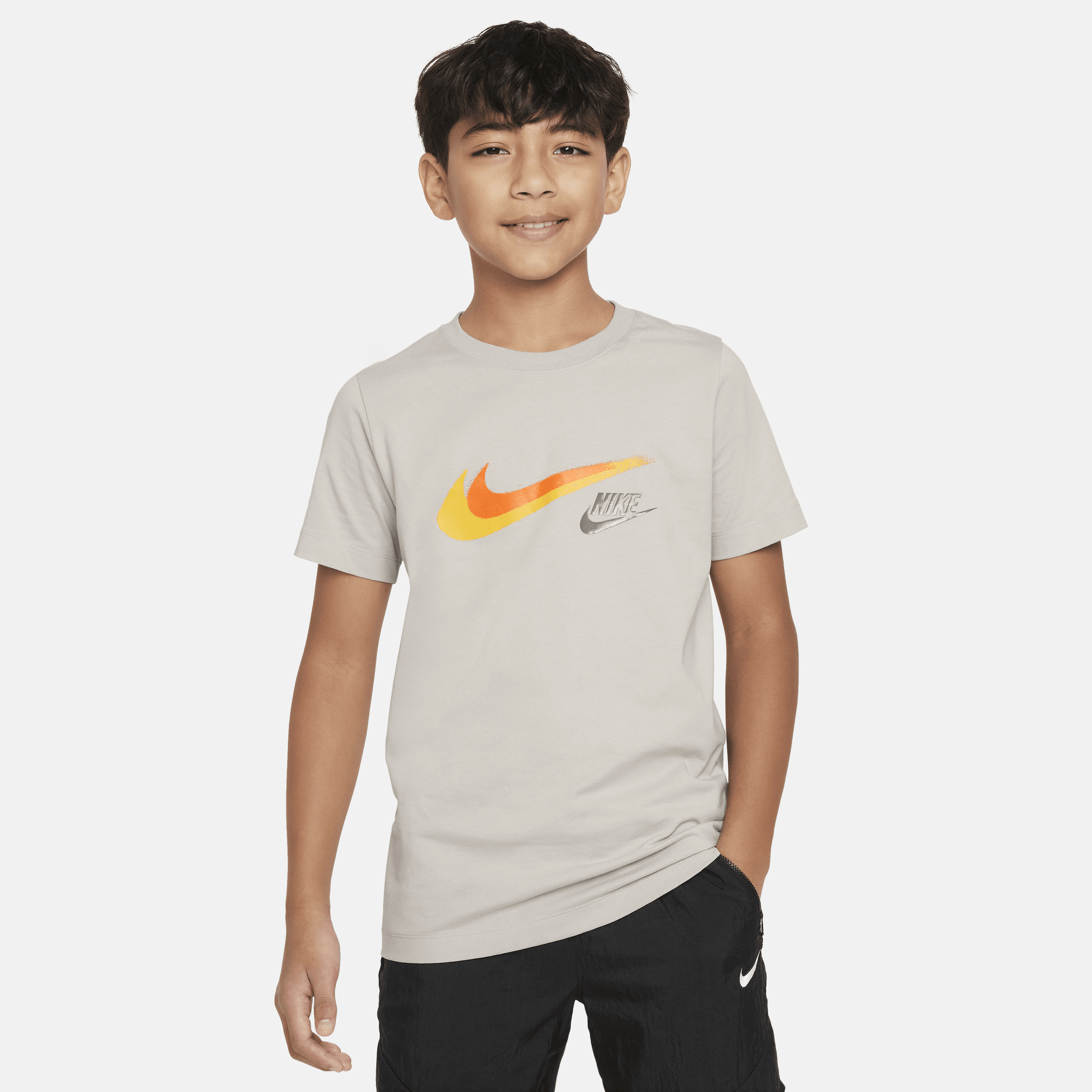 Shop Nike Sportswear Big Kids' (boys') Graphic T-shirt In Grey