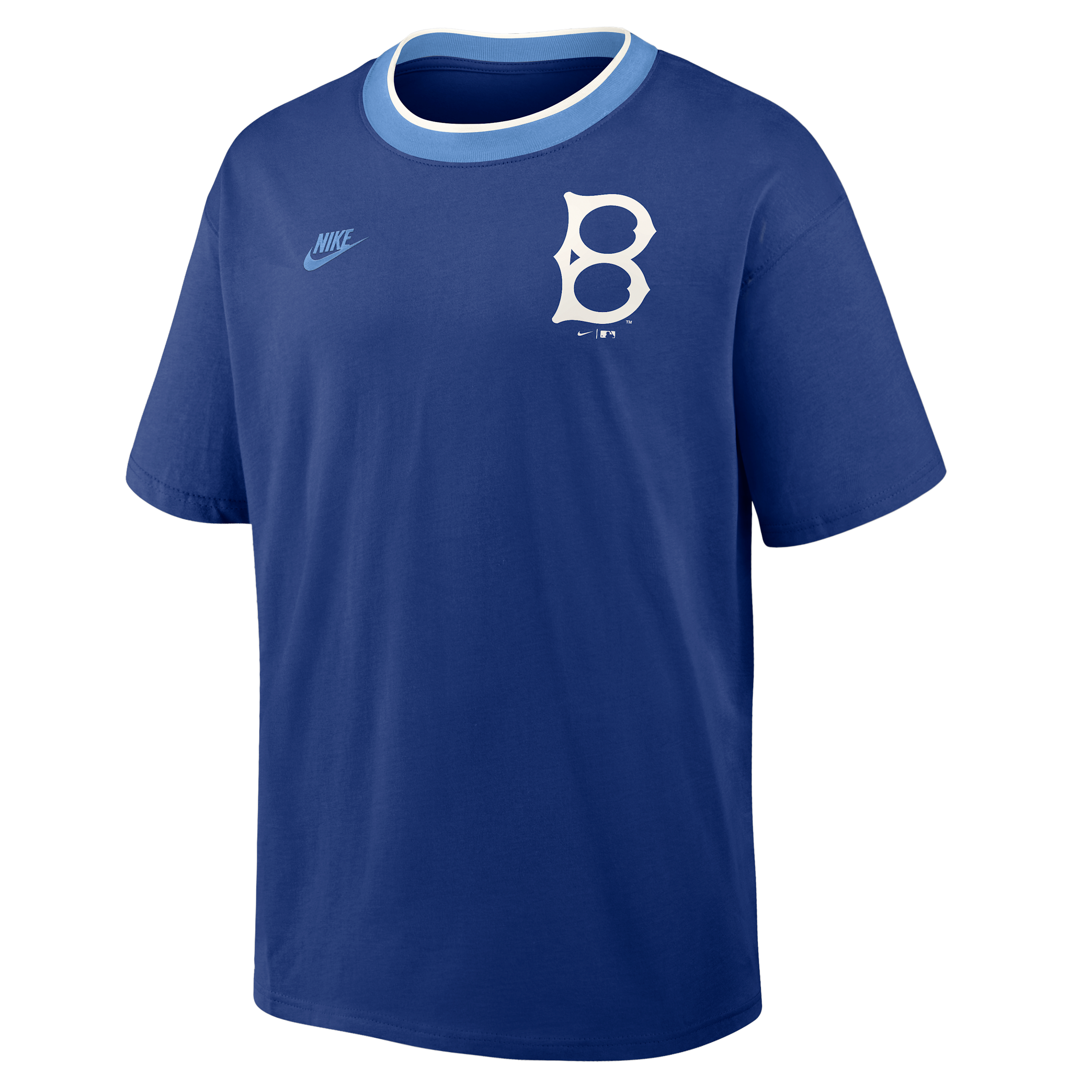 Brooklyn Dodgers Cooperstown Ringer Nike Men's MLB T-Shirt in Blue | 045Q0H65KB-N3R