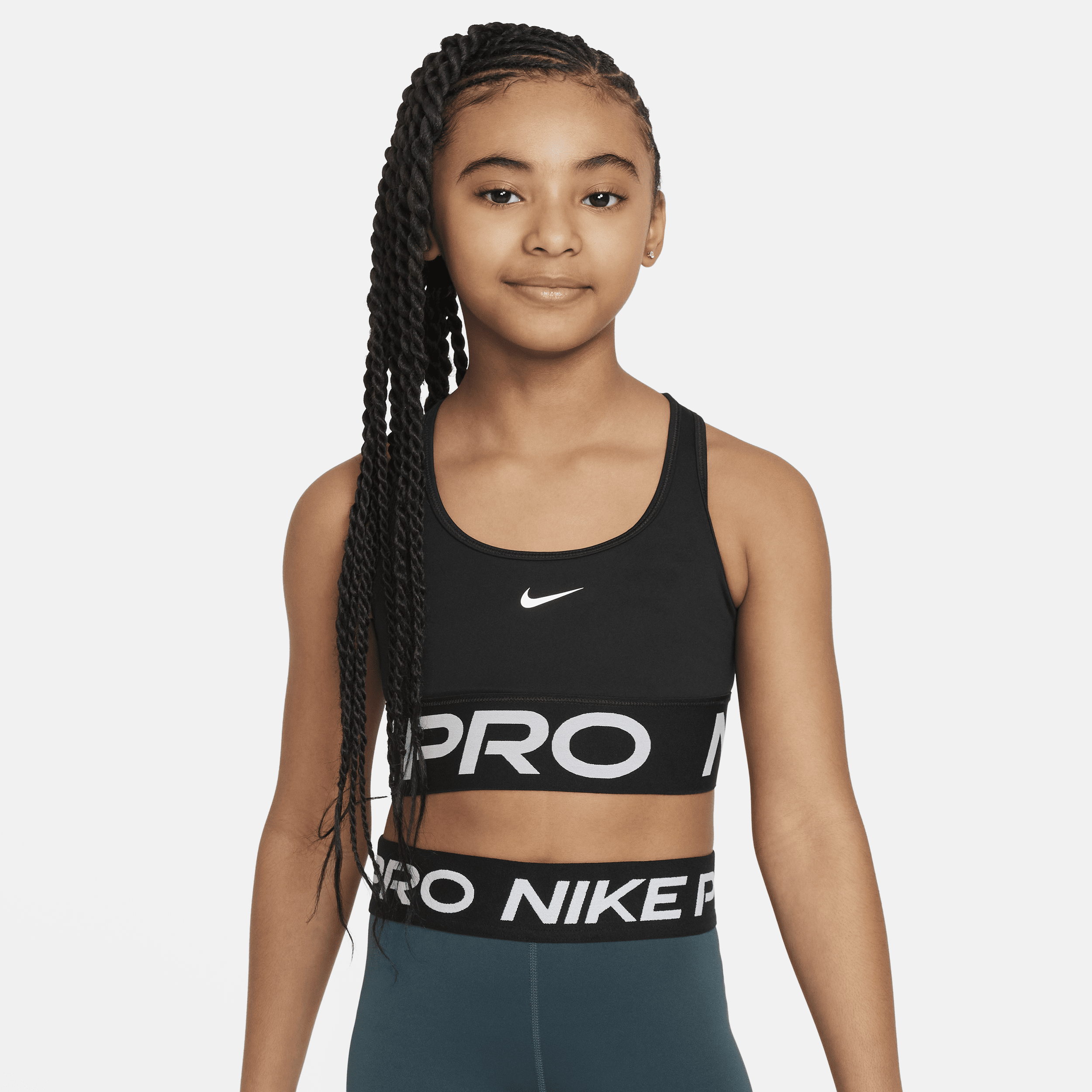 Shop Nike Women's  Pro Swoosh Girls' Sports Bra In Black