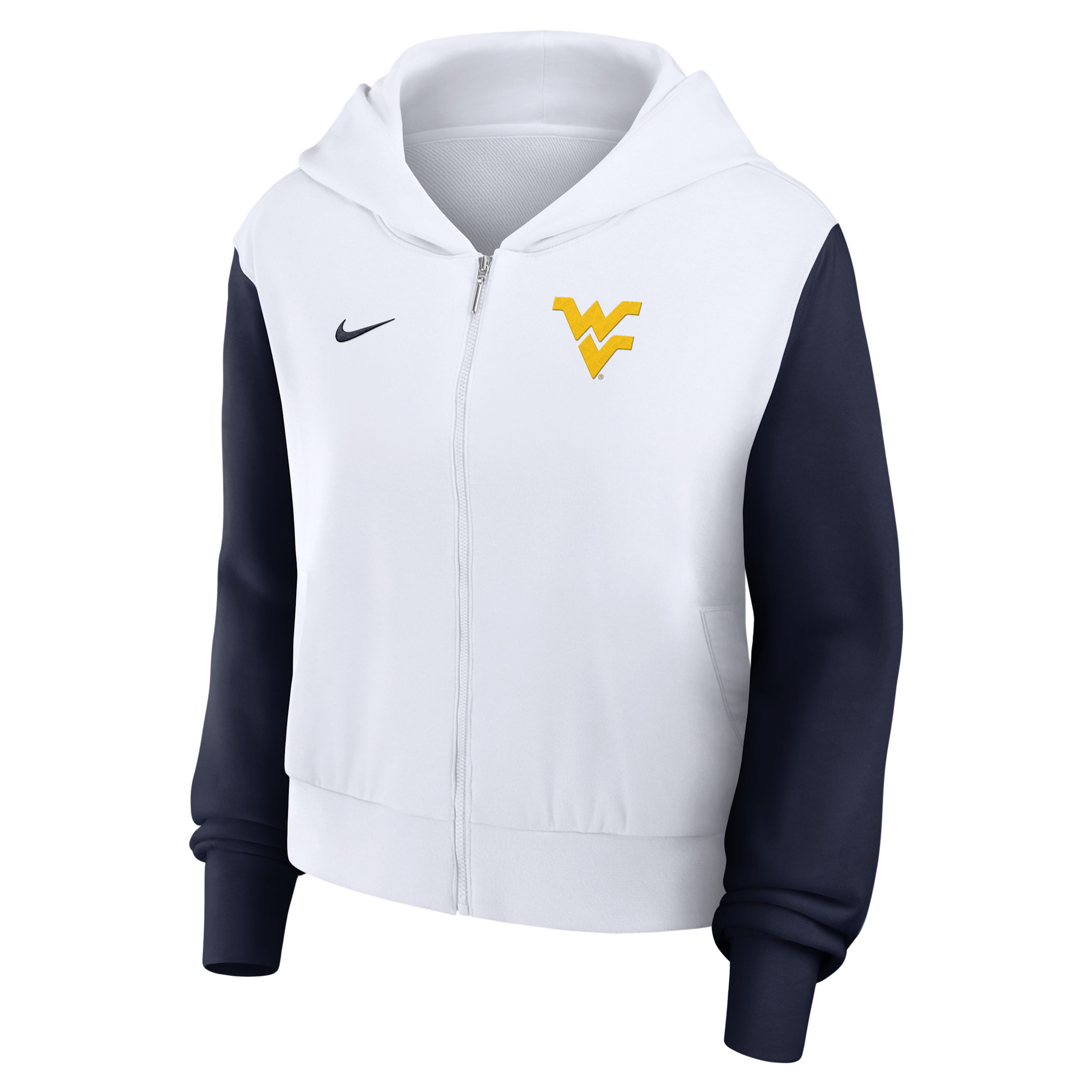Nike West Virginia Athletic Prep Colorblocked Script Womenâs Women's College Full-zip Hoodie
