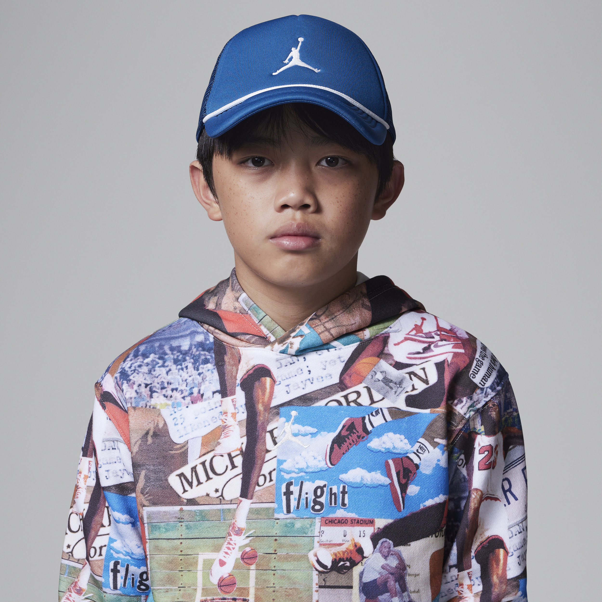 Shop Jordan Big Kids' Jumpman Foam Trucker Hat In Blue