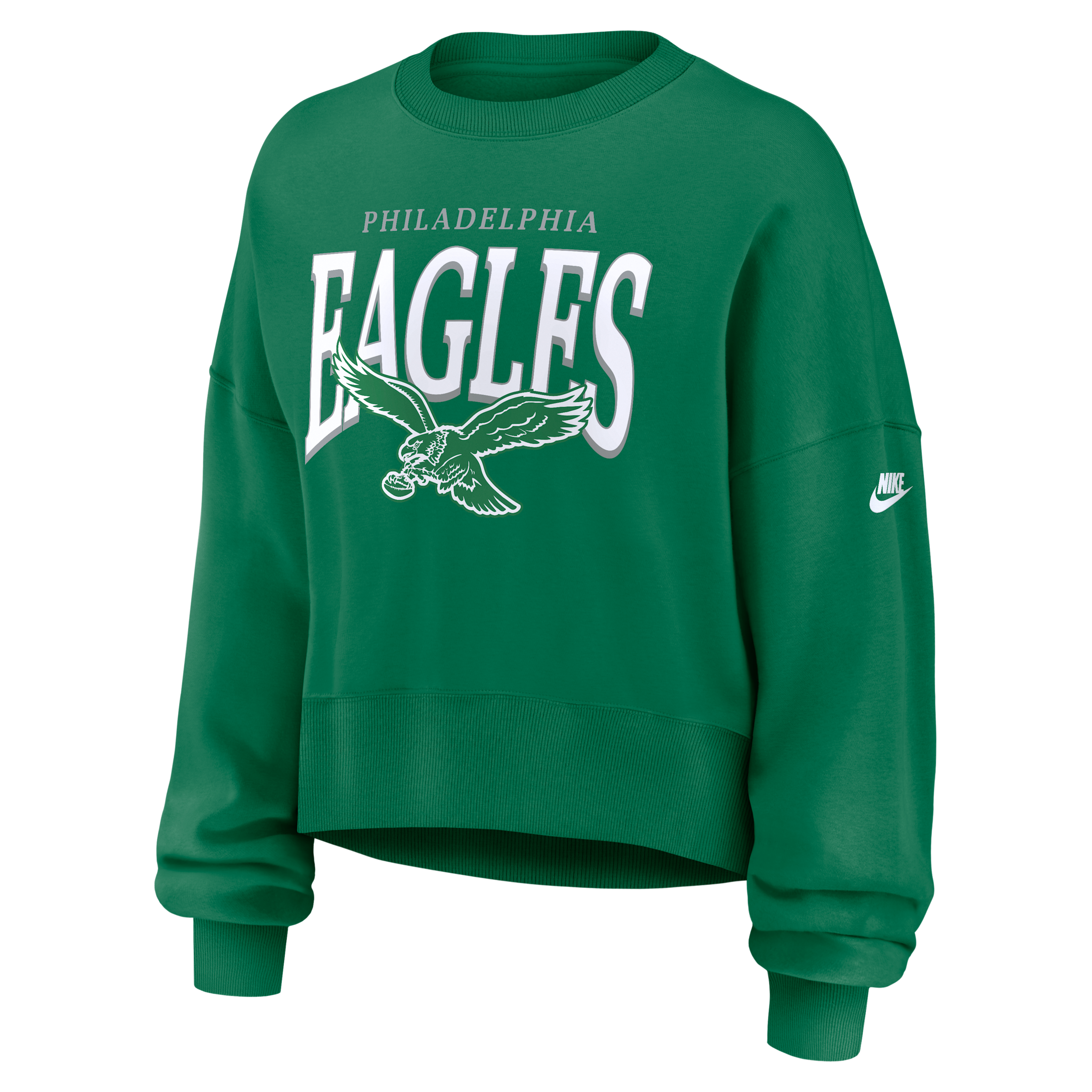 Philadelphia Eagles Rewind Phoenix Nike Women's NFL Oversized Pullover Crew in Green | 01D730RQ86-NYG