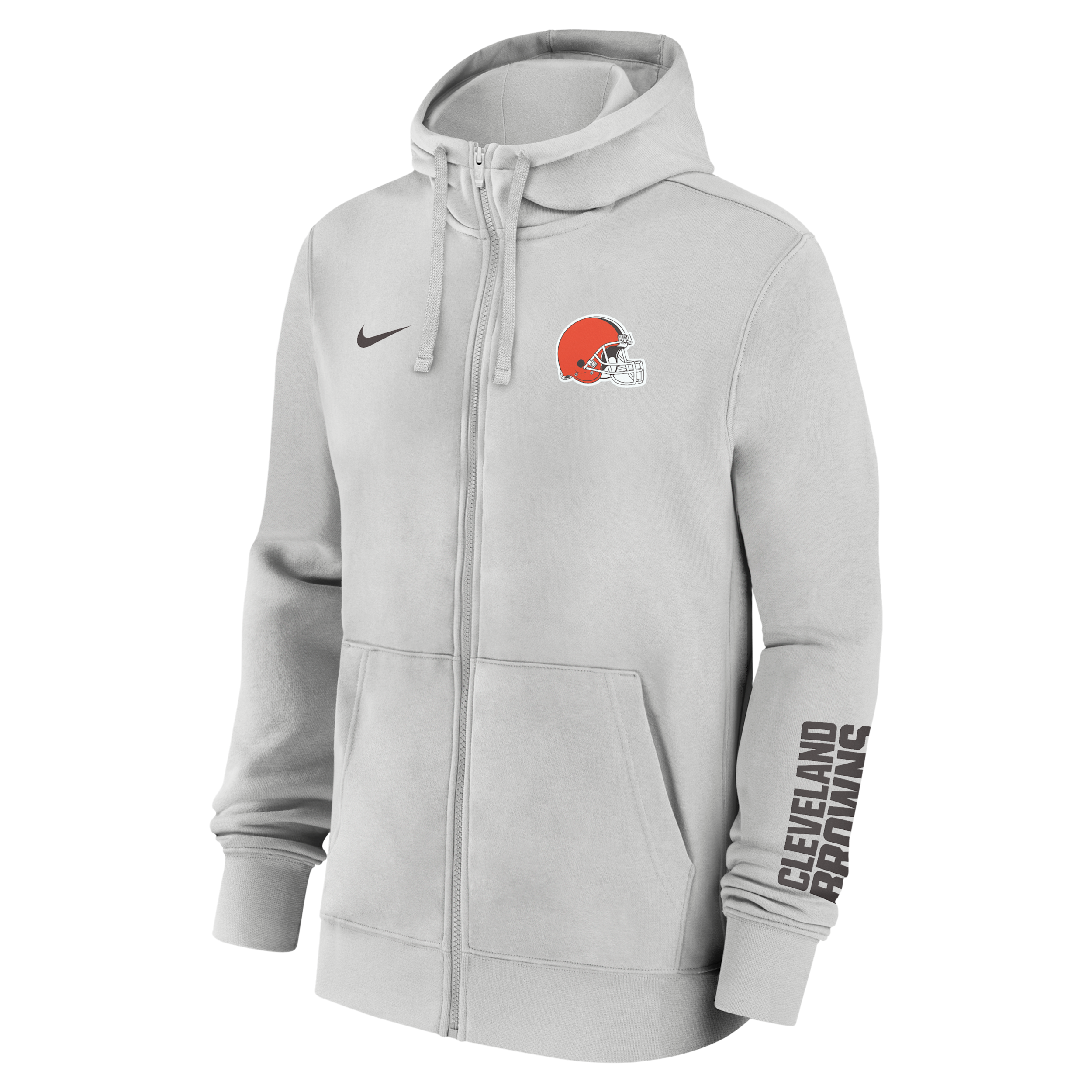 Cleveland Browns Club Nike Men's NFL Full-Zip Hoodie in Grey | 01NC0BB9I-1LR
