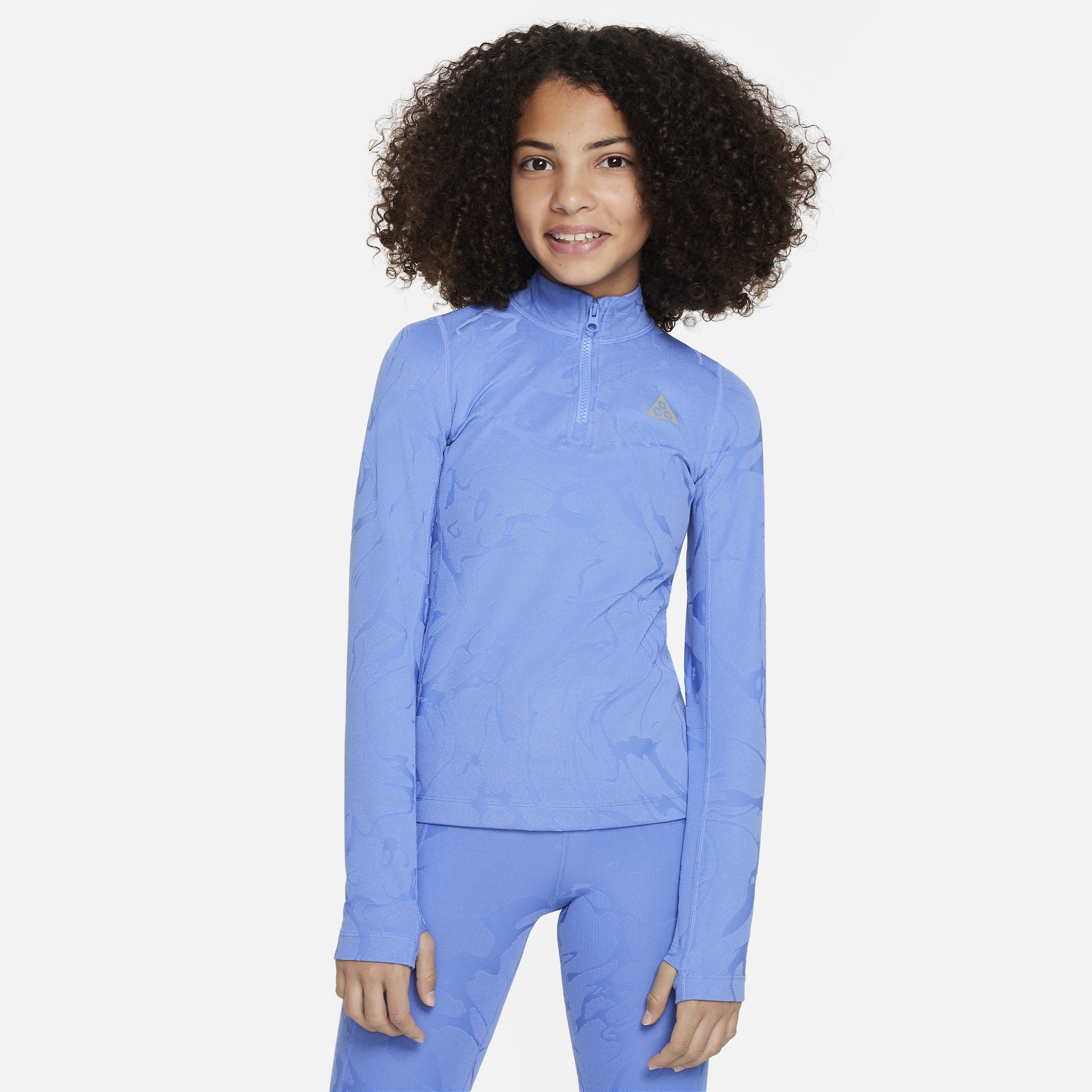 Nike Acg Therma-fit Big Kids' (girls') 1/4-zip Long-sleeve Top In Blue