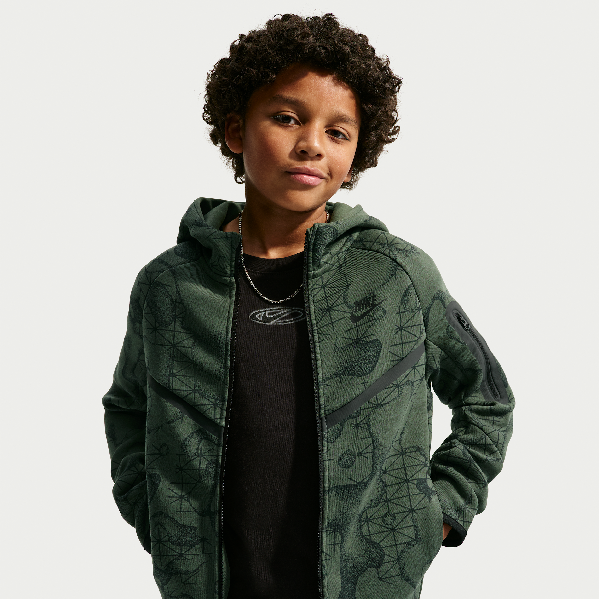 Nike Tech Fleece Big Kids' (Boys') Full-Zip Hoodie in Green | IU4392-303