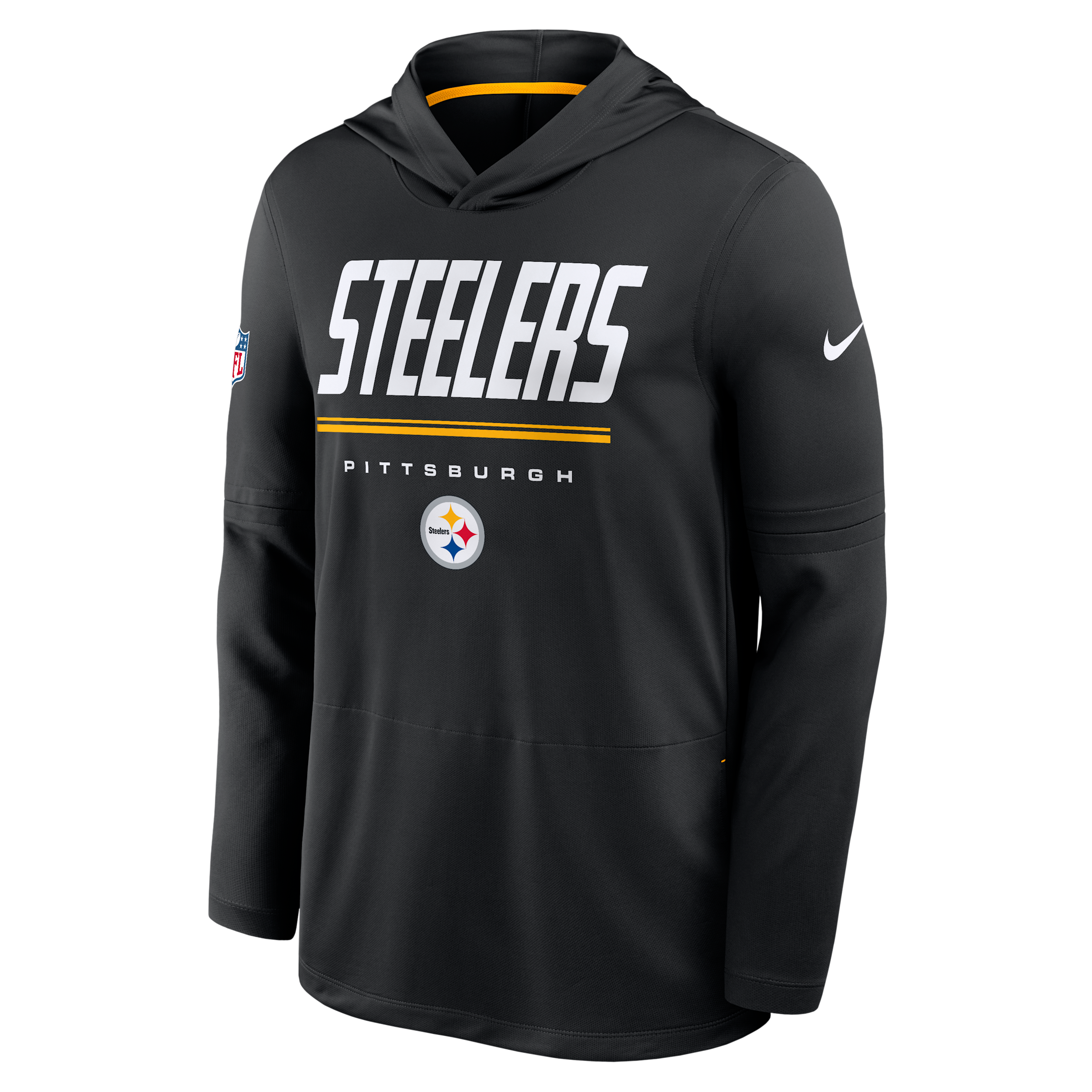 Pittsburgh Steelers Sideline Nike Men's Dri-FIT NFL Long-Sleeve Hooded Top in Black | 03B9057Y7L-TG4