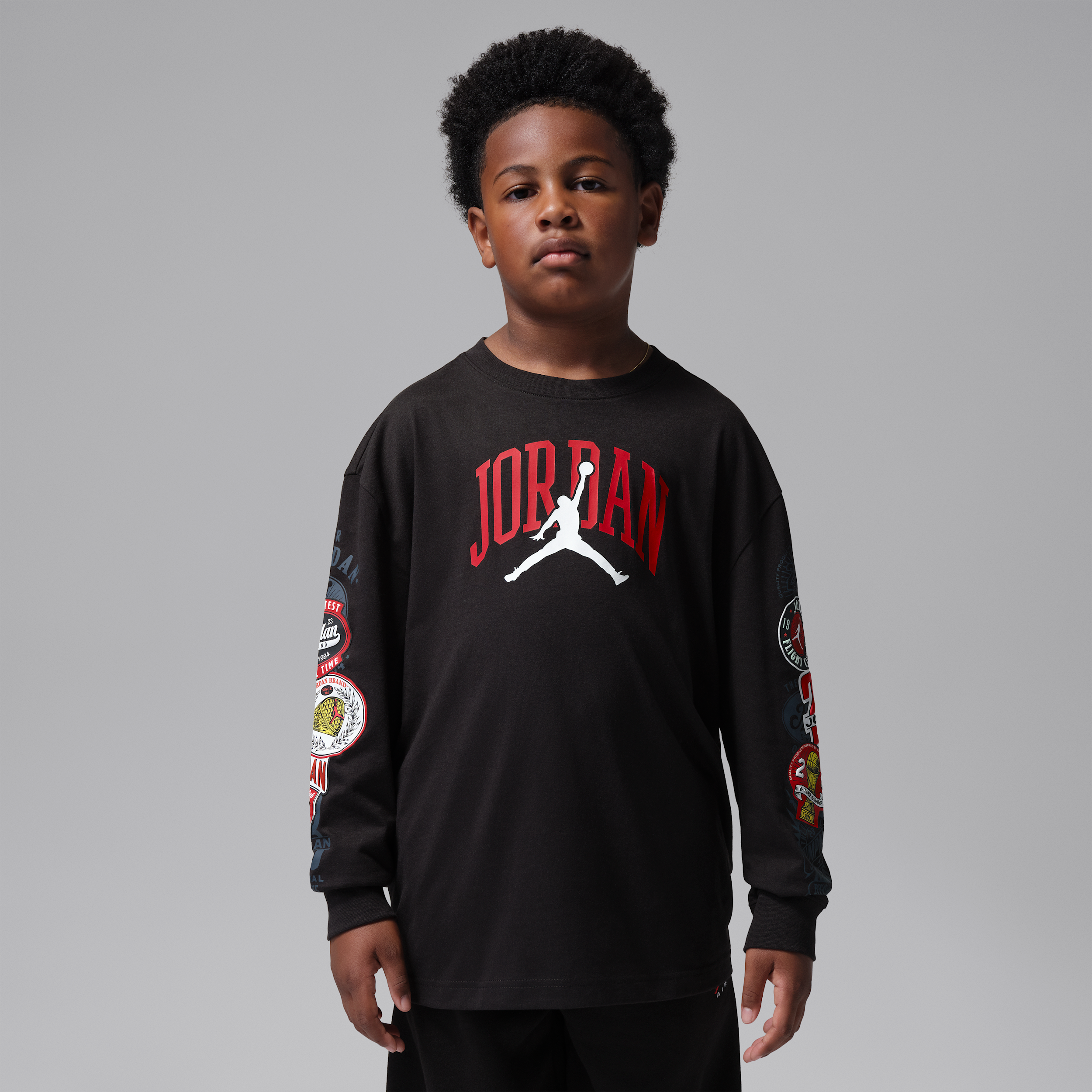Jordan Big Kids' Interstate 23 Highway Arch Long-Sleeve T-Shirt in Black | 95G371-023