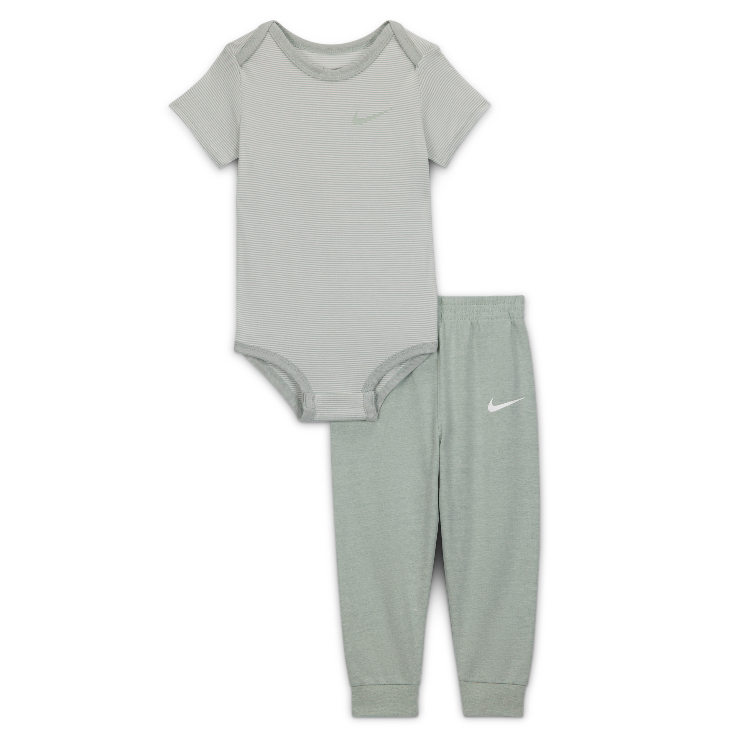 Nike Baby (12-) Striped Bodysuit And Jogger Pants Set In Gray
