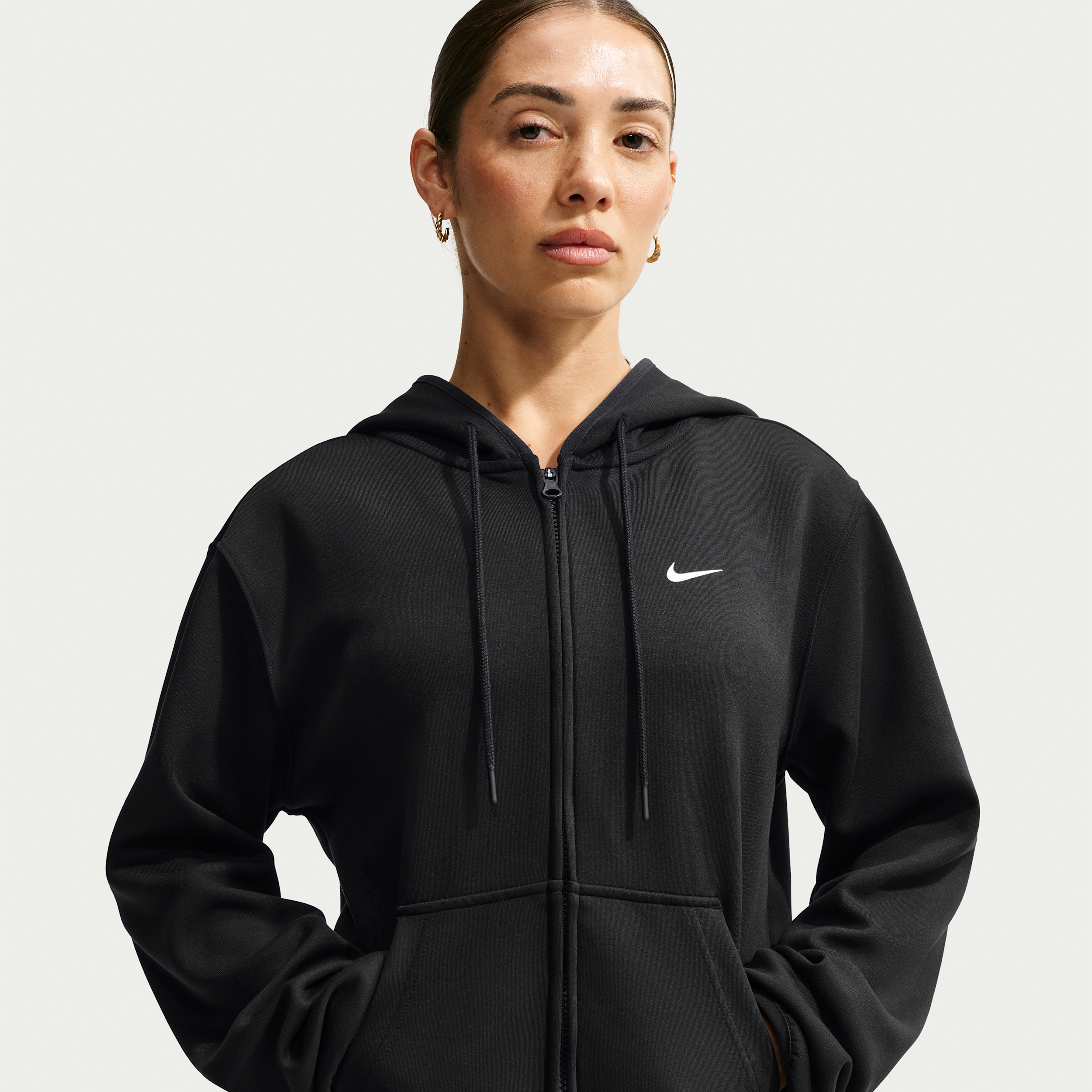 Nike Women's Studio Fleece Sport Dri-FIT Full-Zip Hoodie in Black | IO0431-010