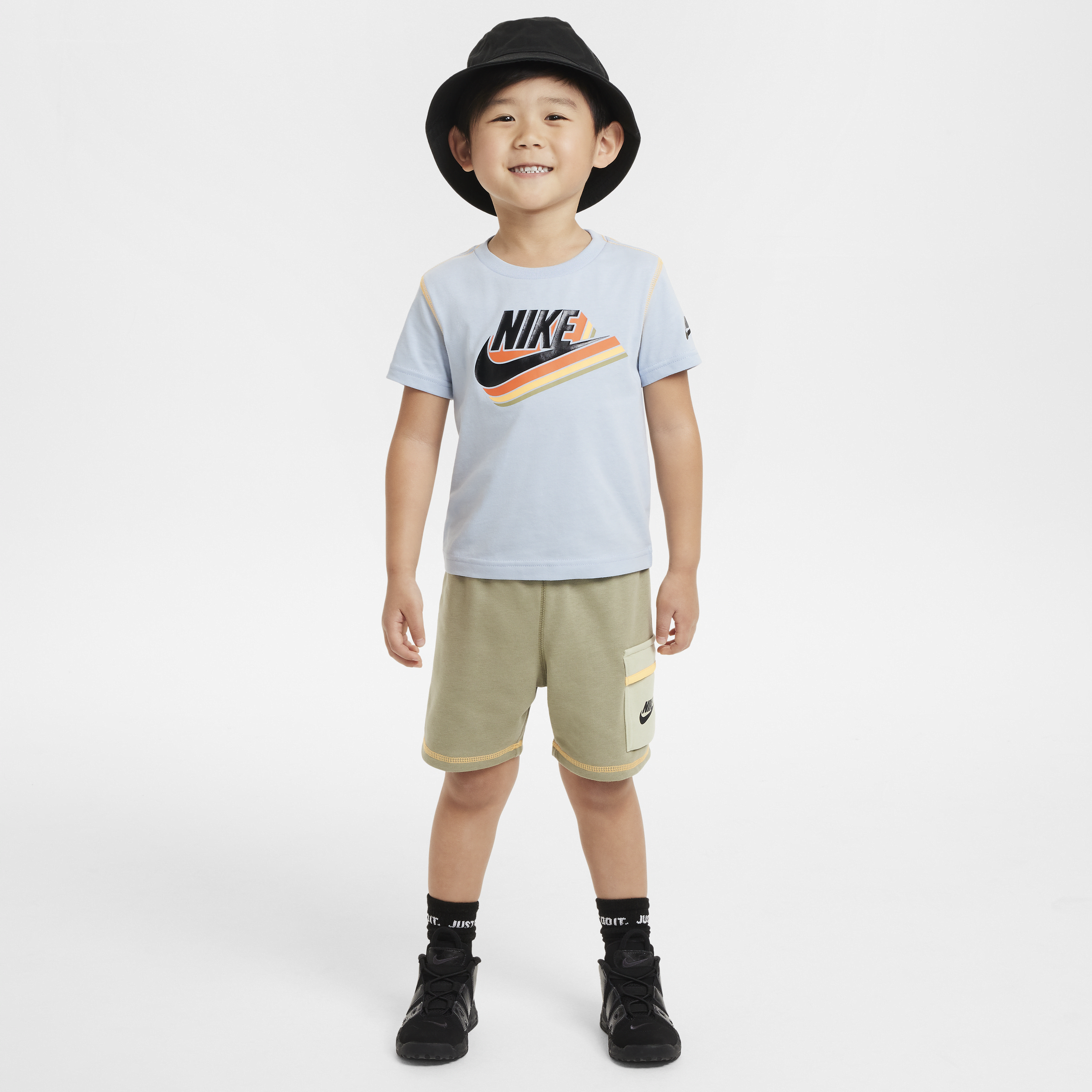 Shop Nike Sportswear Reimagine Toddler French Terry Shorts Set In Brown