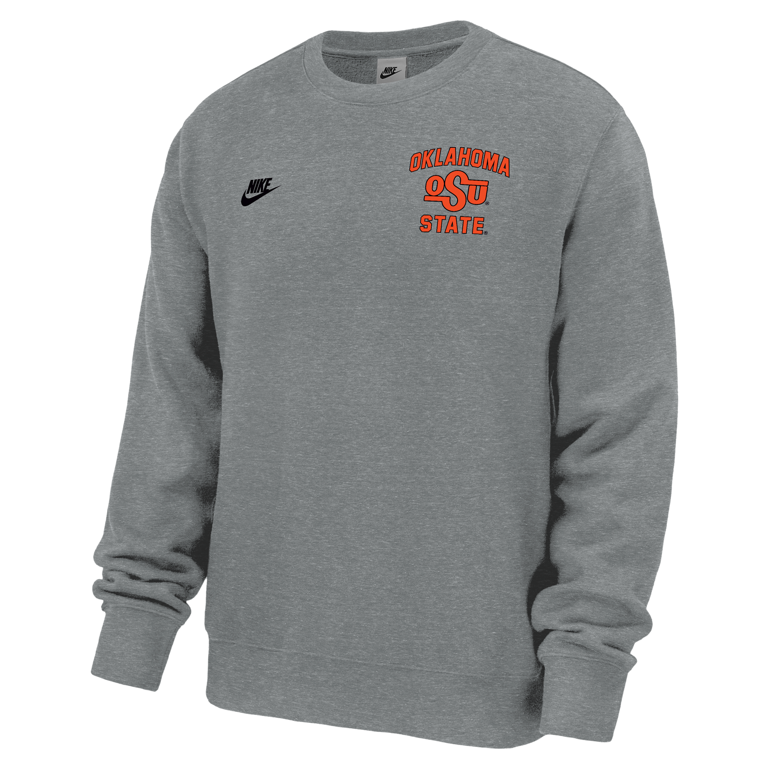 Oklahoma State Cowboys Club Nike Men's Football Fleece Crew-Neck Sweatshirt in Grey | M33234P398OKST-DGH