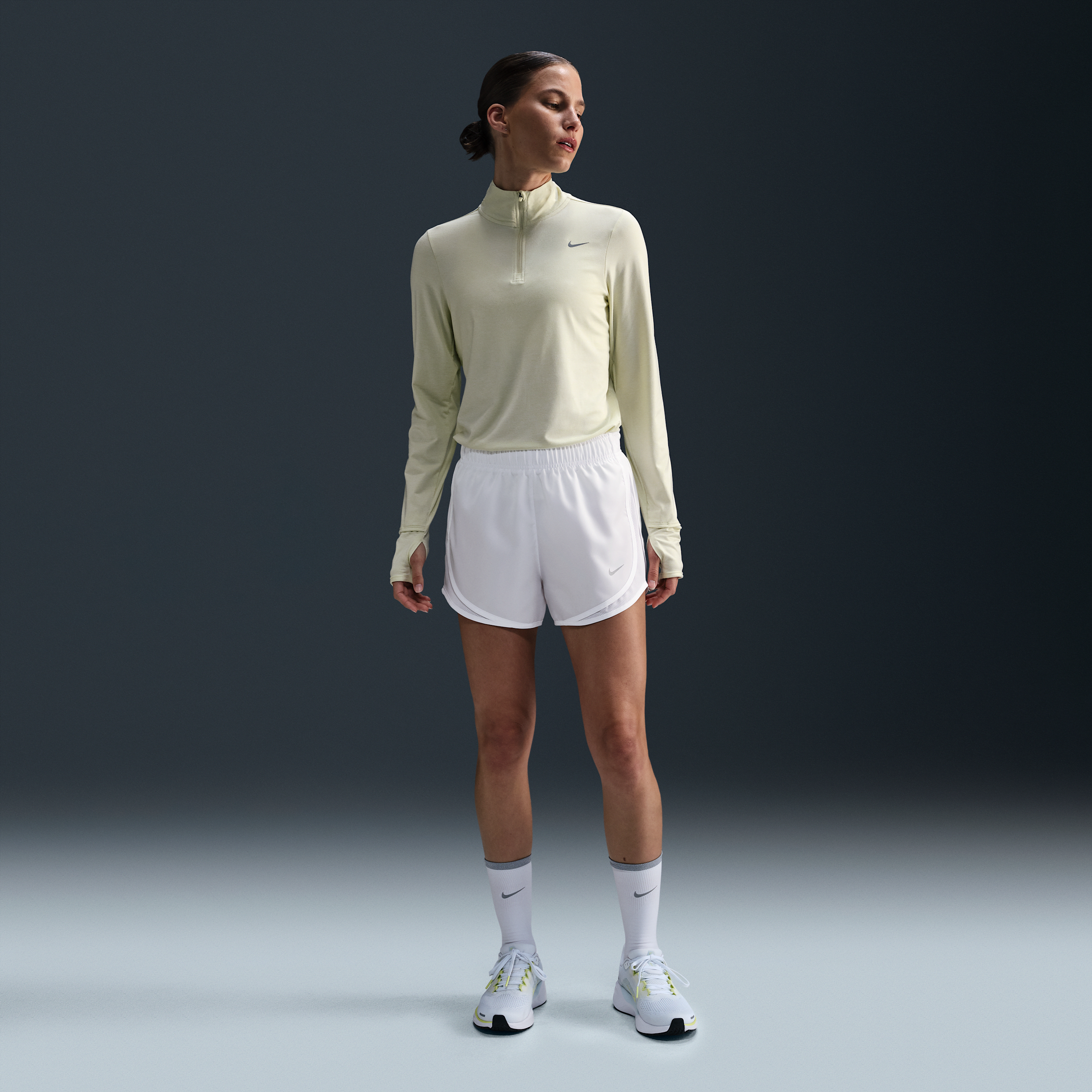 Nike Women's Tempo Dri-fit Mid-rise Brief-lined Running Shorts In White