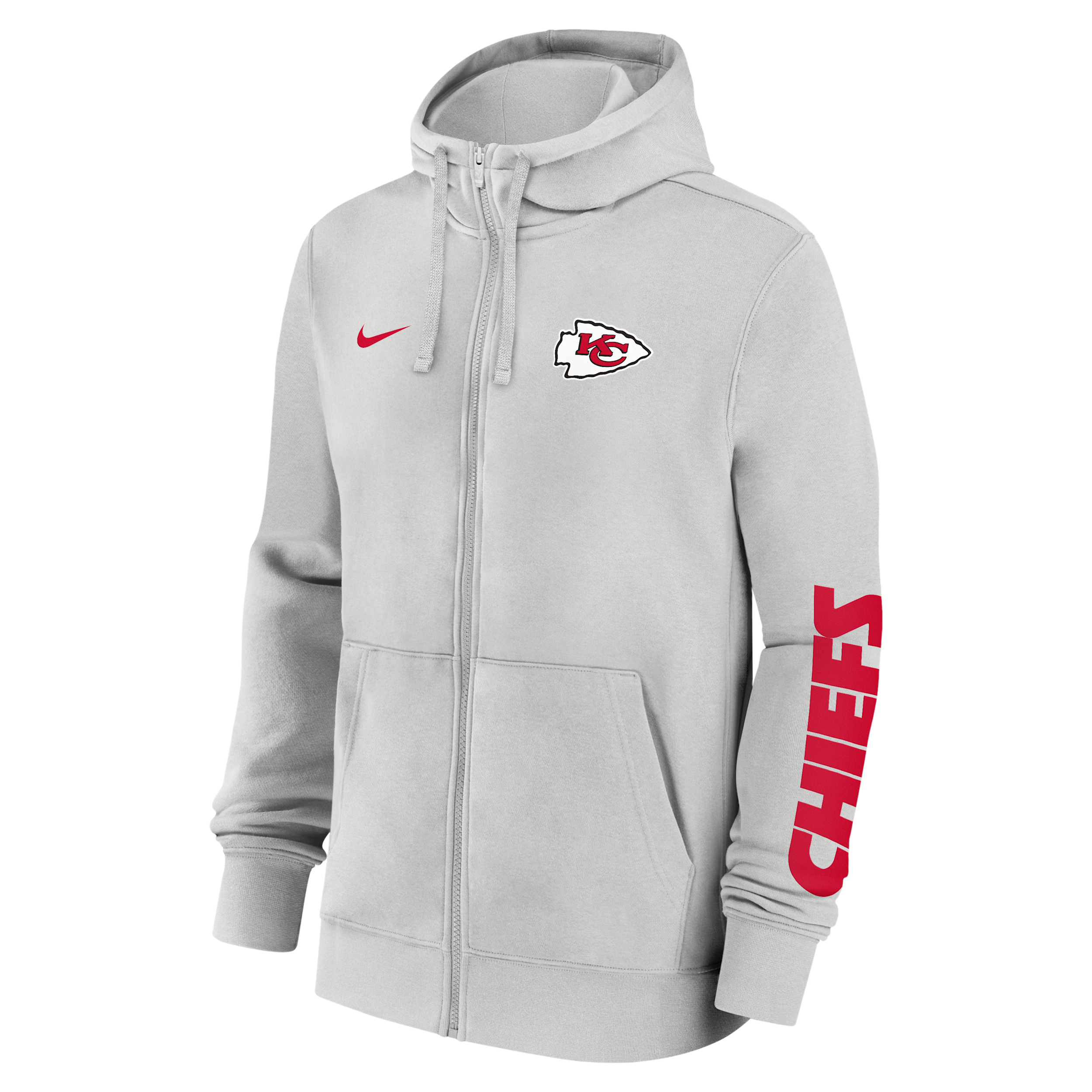 Kansas City Chiefs Club Nike Men's NFL Full-Zip Hoodie in Grey | 01NC0BB7G-1LR