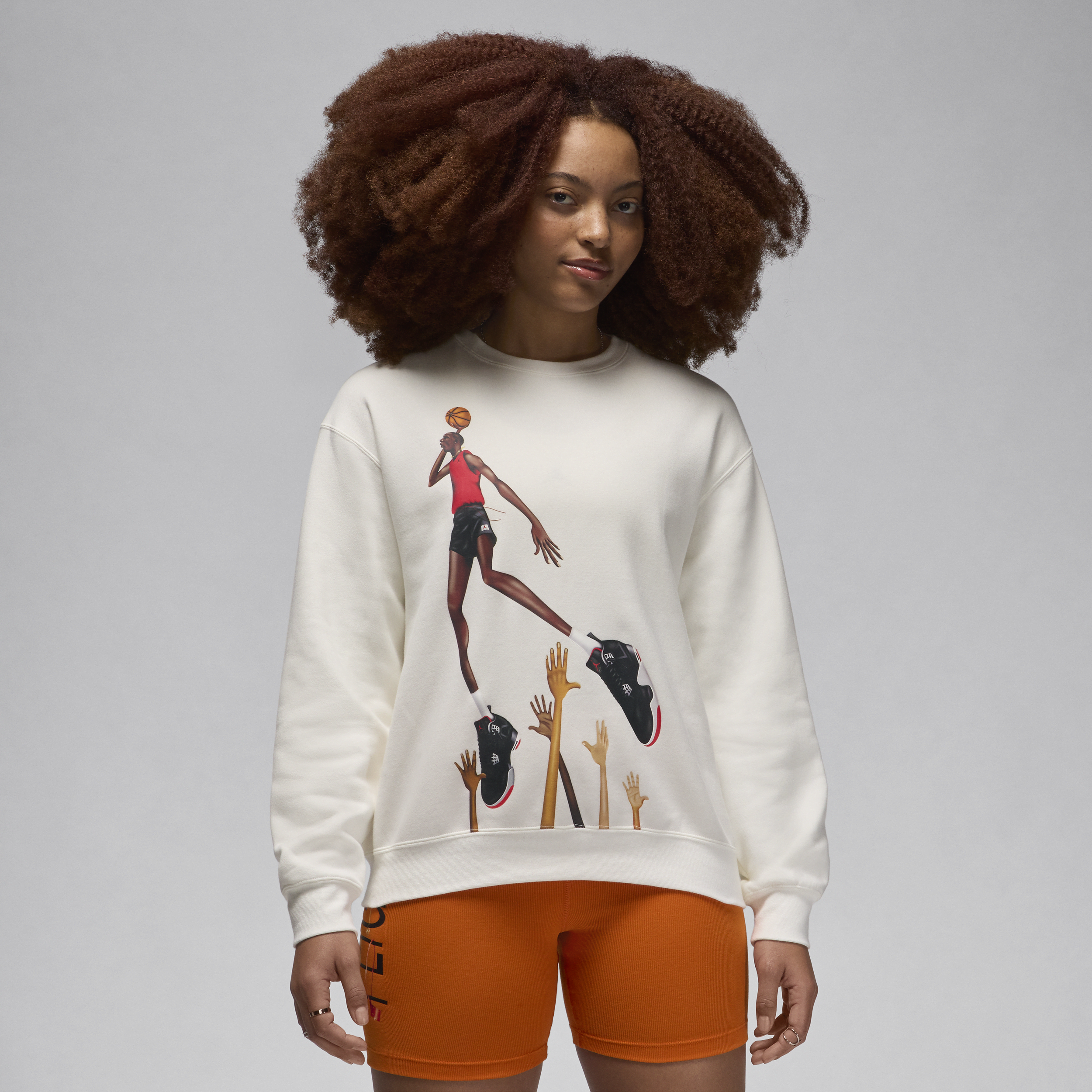 Shop Jordan Women's  Artist Series By Darien Birks Fleece Crew-neck Sweatshirt In White