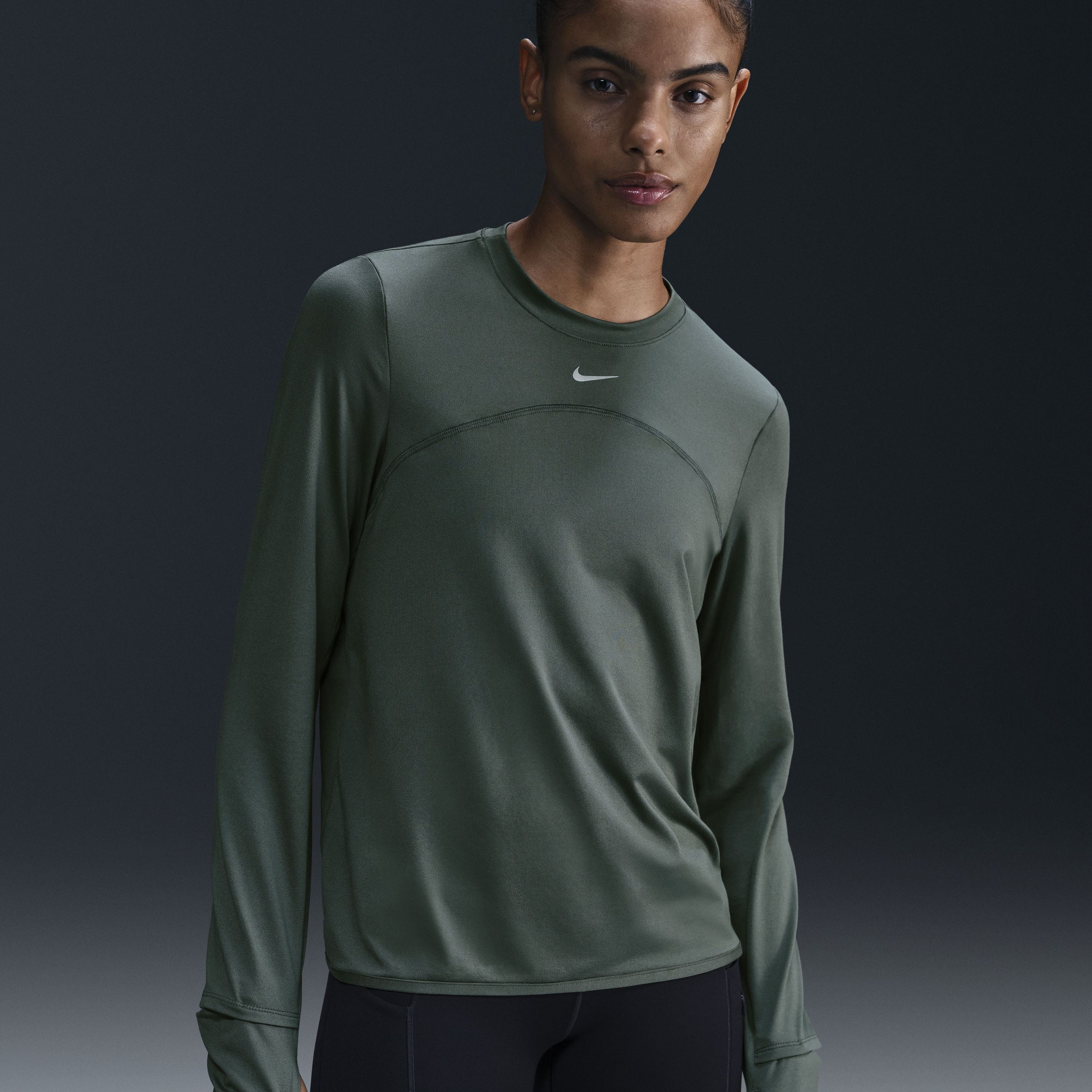 Nike Women's Dri-fit Swift Element Uv Crew-neck Running Top In Green