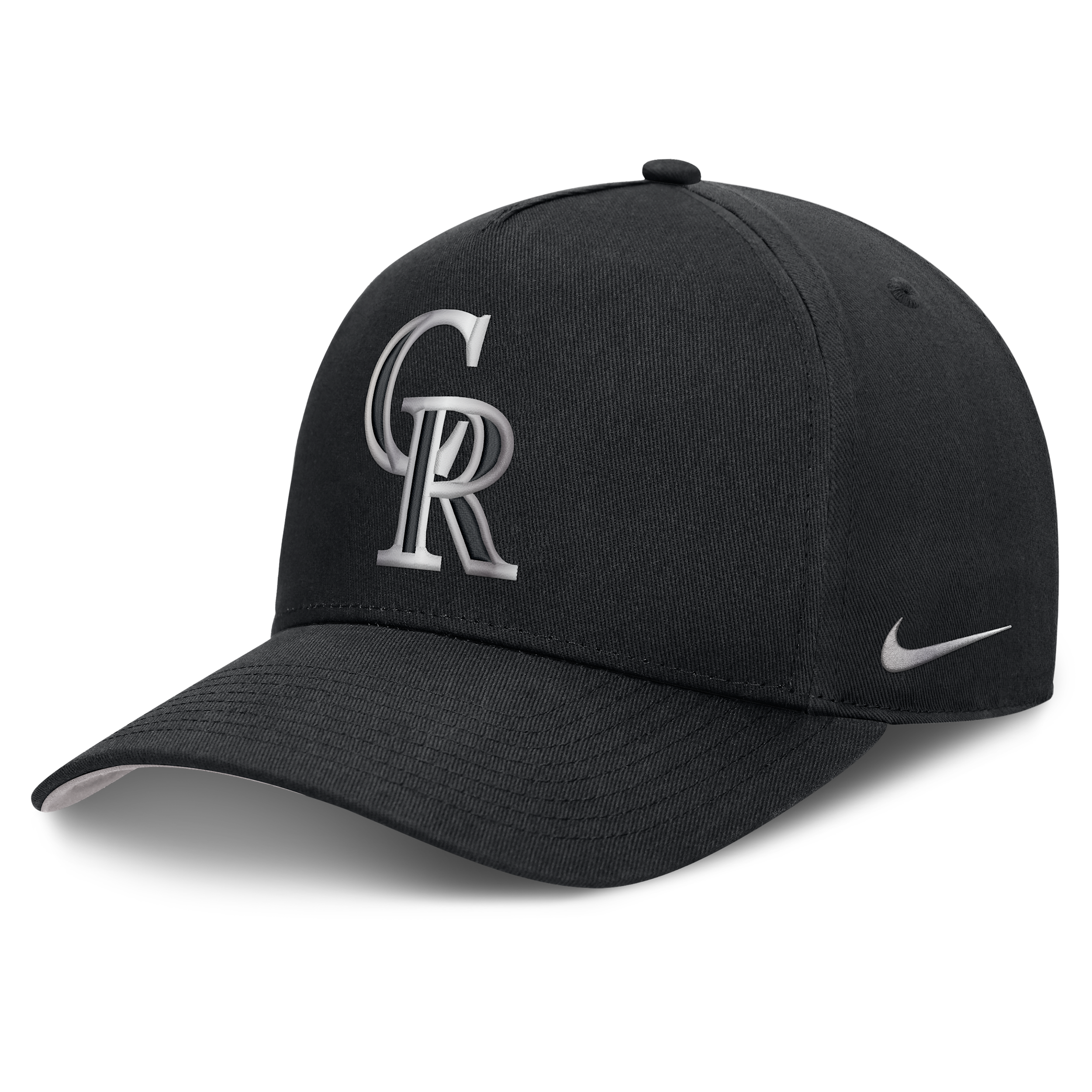 Colorado Rockies Rise Nike Men's Dri-FIT MLB A-Frame Trucker Adjustable Hat in Black | NB1E0FBPDNV-HWD