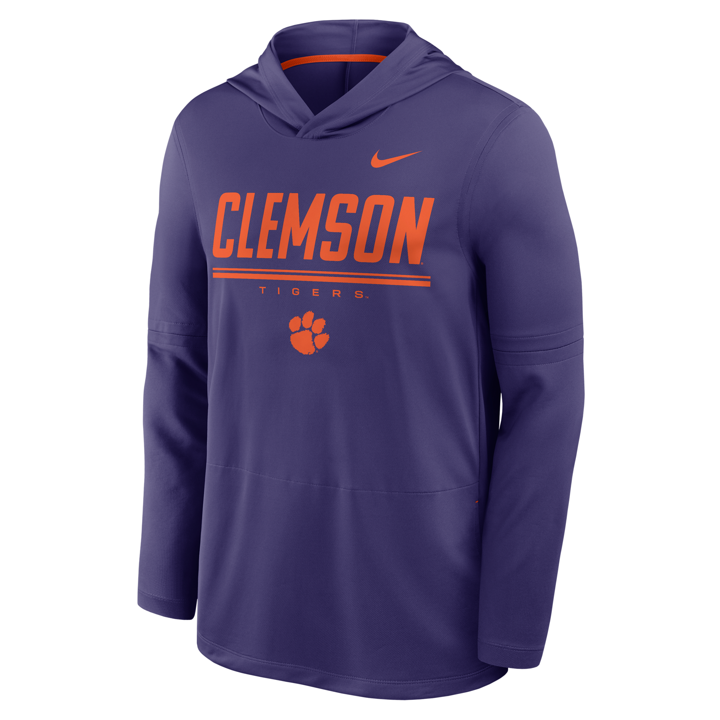 Nike Men's Clemson Tigers Clemson Sideline Removable Sleeves Lightweight Dri-fit Hoodie - Purple