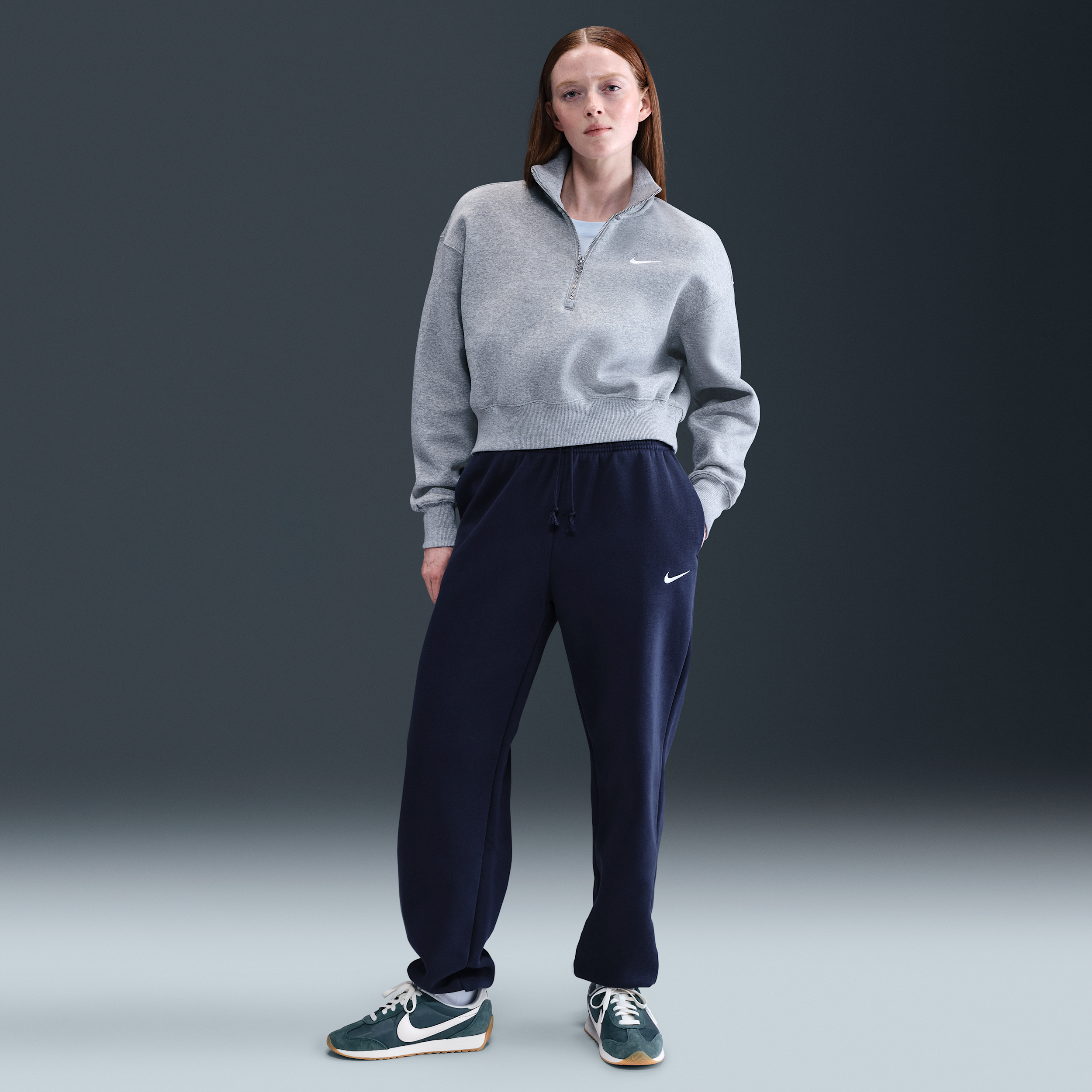 Women's Nike Sportswear Phoenix Fleece High-Waisted Oversized Sweatpants in Blue | FZ5996-410